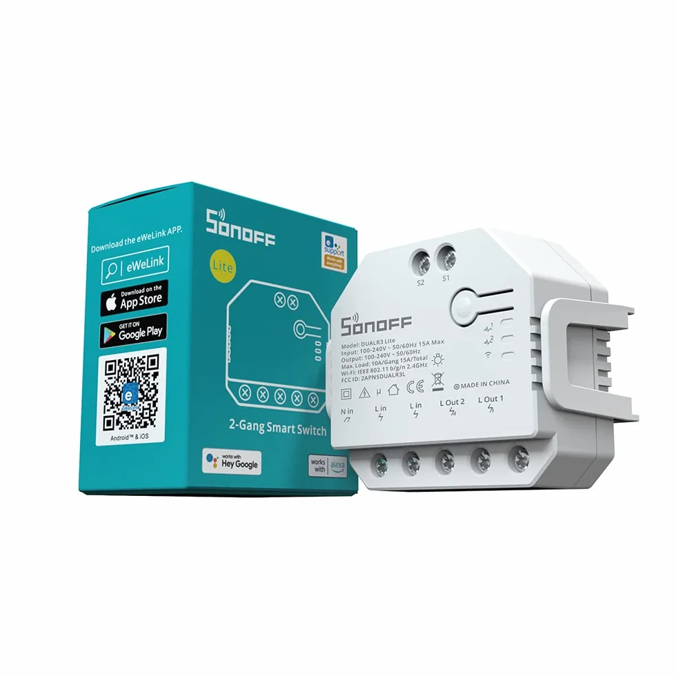 SONOFF DUALR3 Lite Interrupteur Wi-Fi Intelligent 2 Gang 2 Way 15A 3300W
