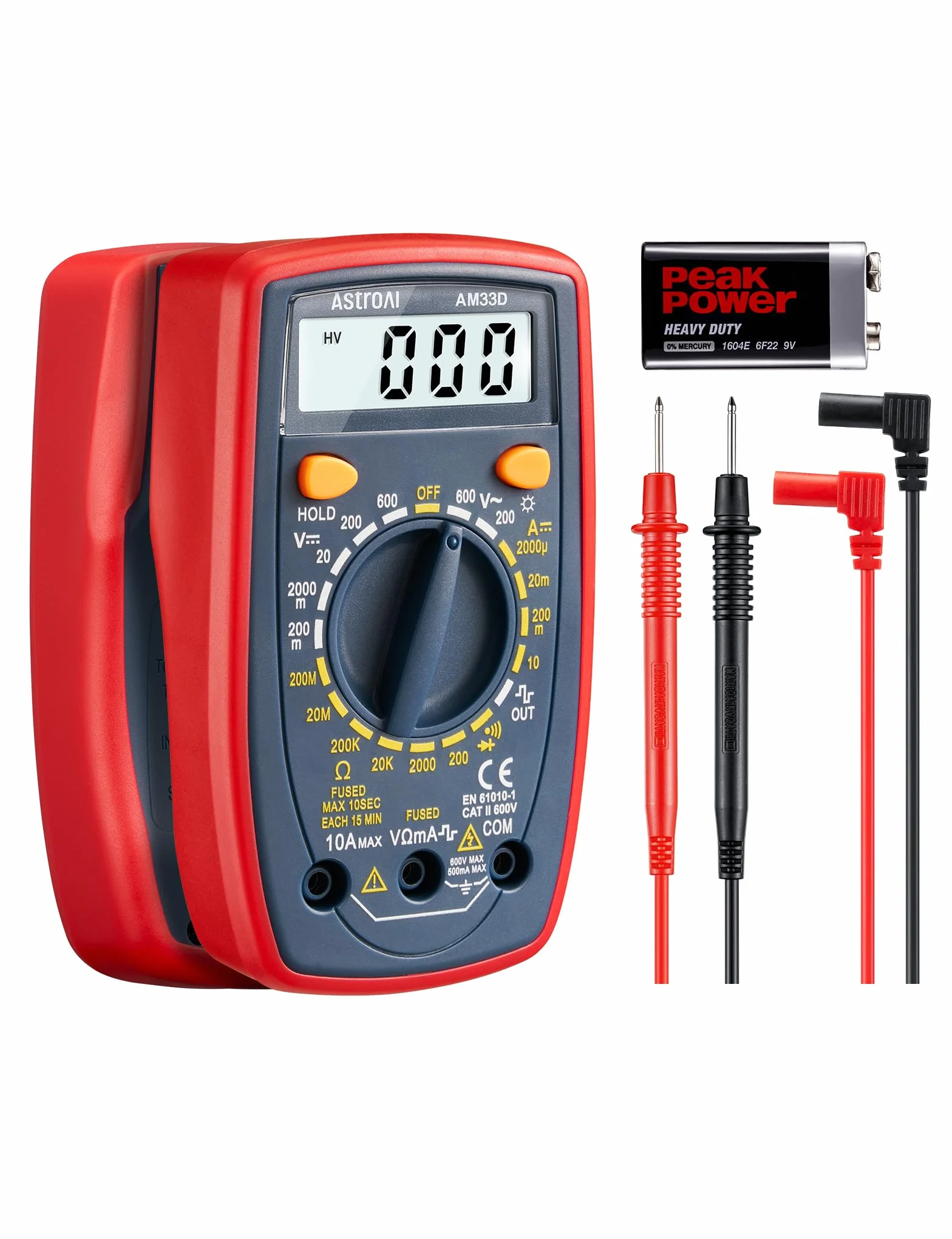 AstroAI Multimètre Numérique Portable 2000, Testeur Électrique Multifonctions AC/DC, Voltmètre Ampèremètre Ohmmètre