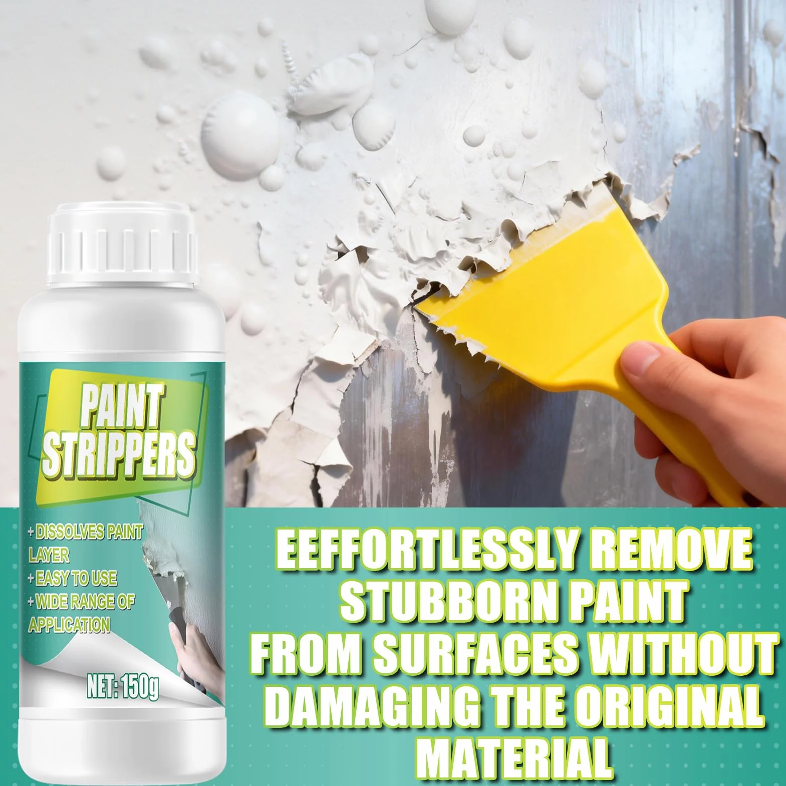 Décapant Peinture Puissant pour Métal et Bois 150g avec Pinceau et Gants