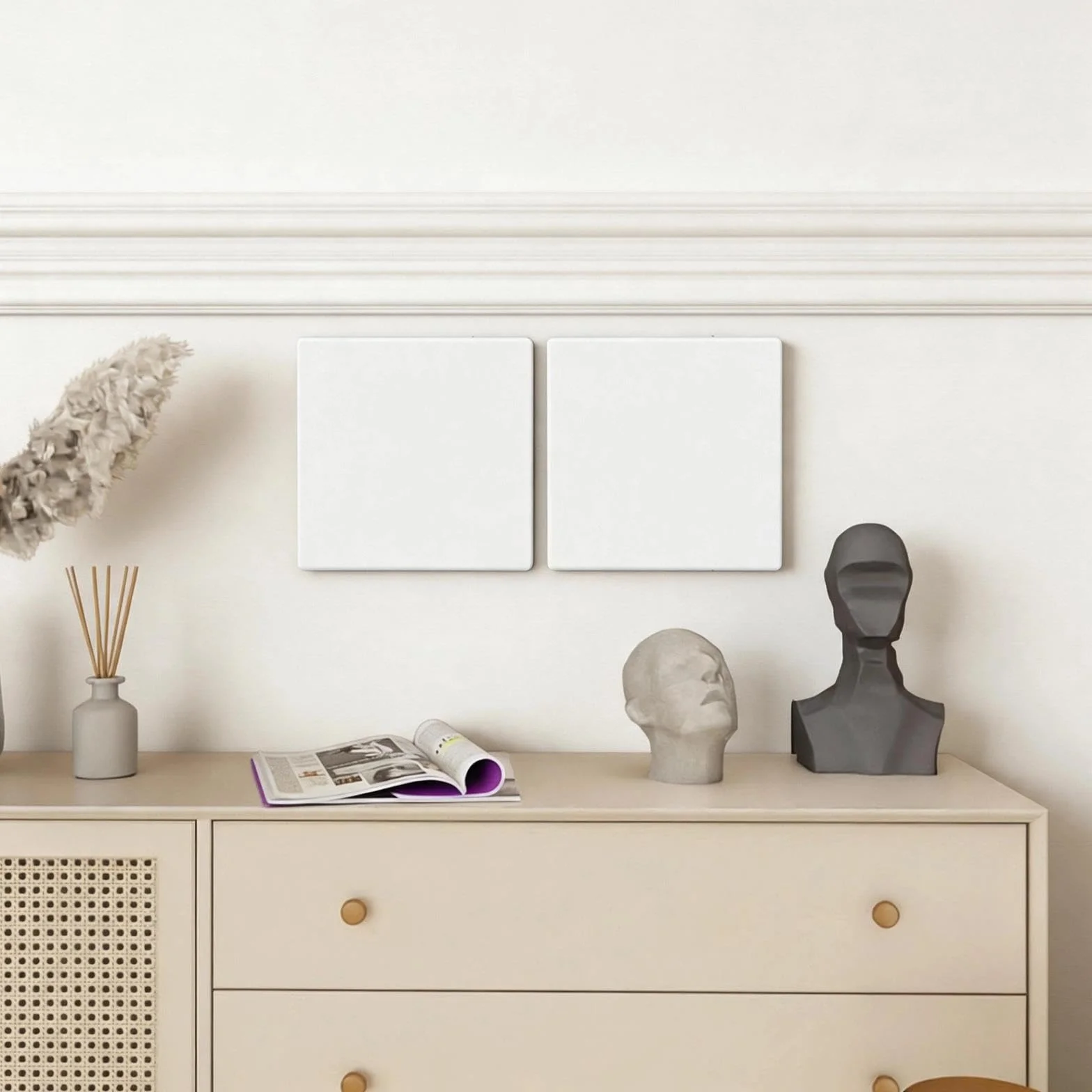 Cache Prise 8,6 x 8,6 cm Blanc ABS Plastique Montage sans Perçage pour Prises Inutilisées