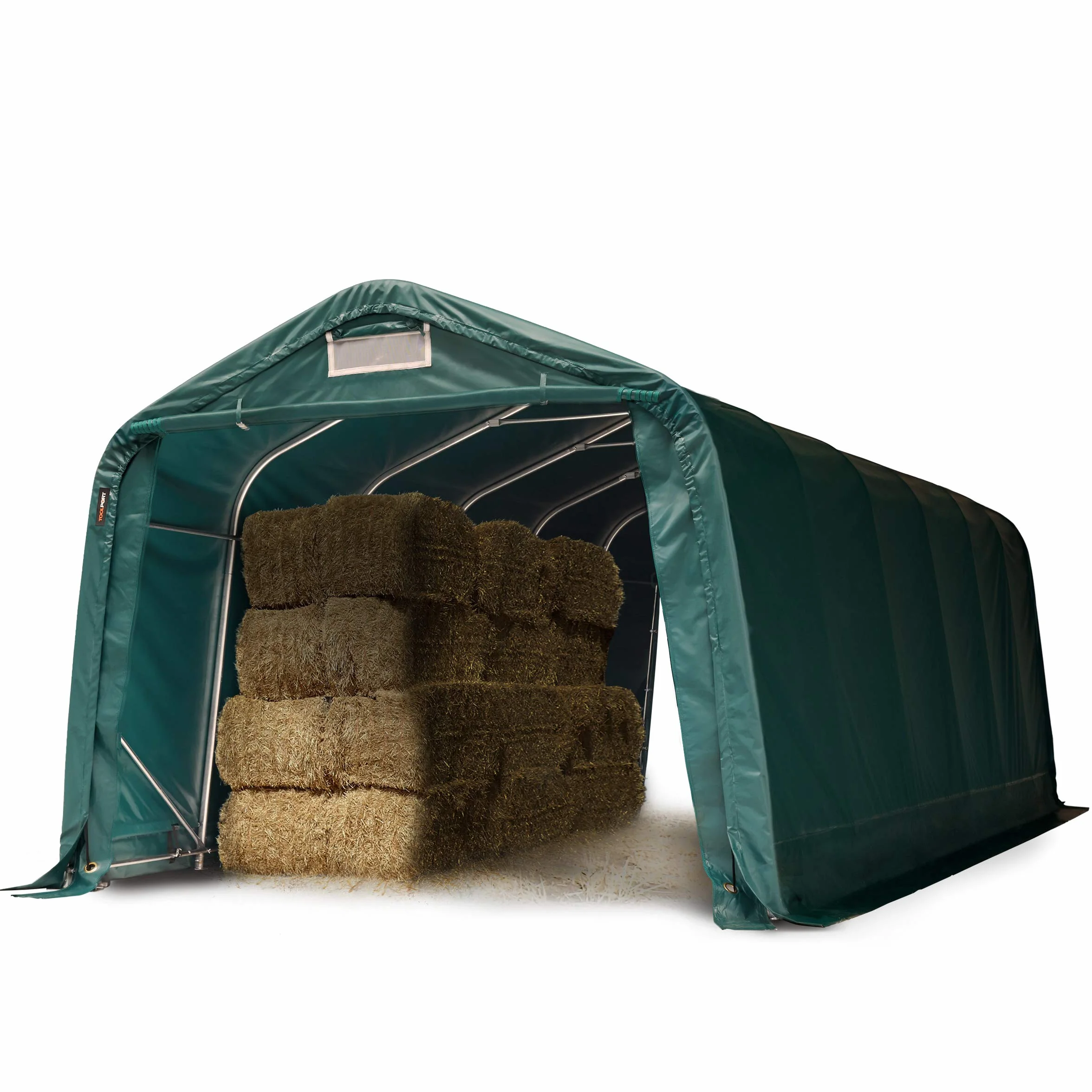 TOOLPORT Abri Tunnel Robuste 3,3x7,2 m résistant aux intempéries Bâche PVC 800N Abri Tente de Stockage Vert