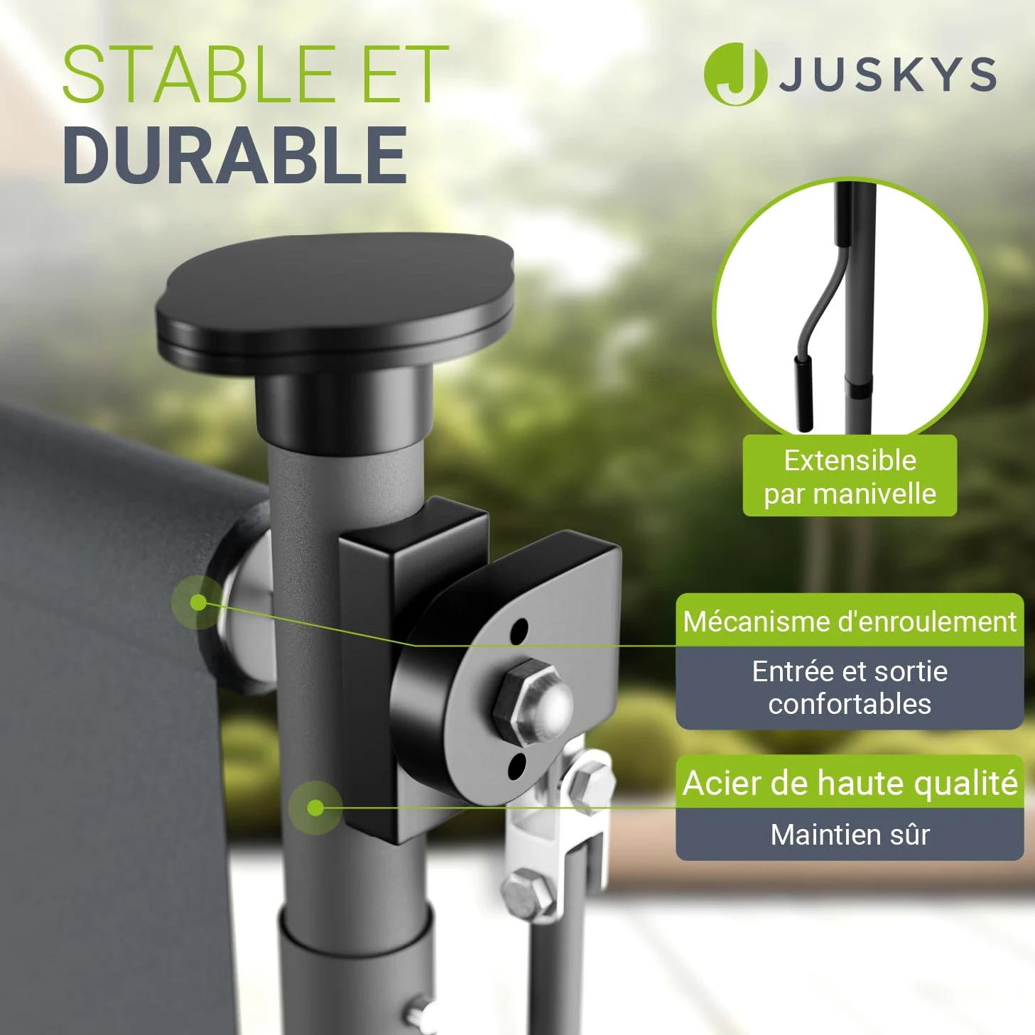 Juskys Store Vertical Barbados 200x310 cm - Store à Pince Extensible, Protection Solaire & Visuelle, Résistant aux Intempéries & UV, Déperlant - Gris