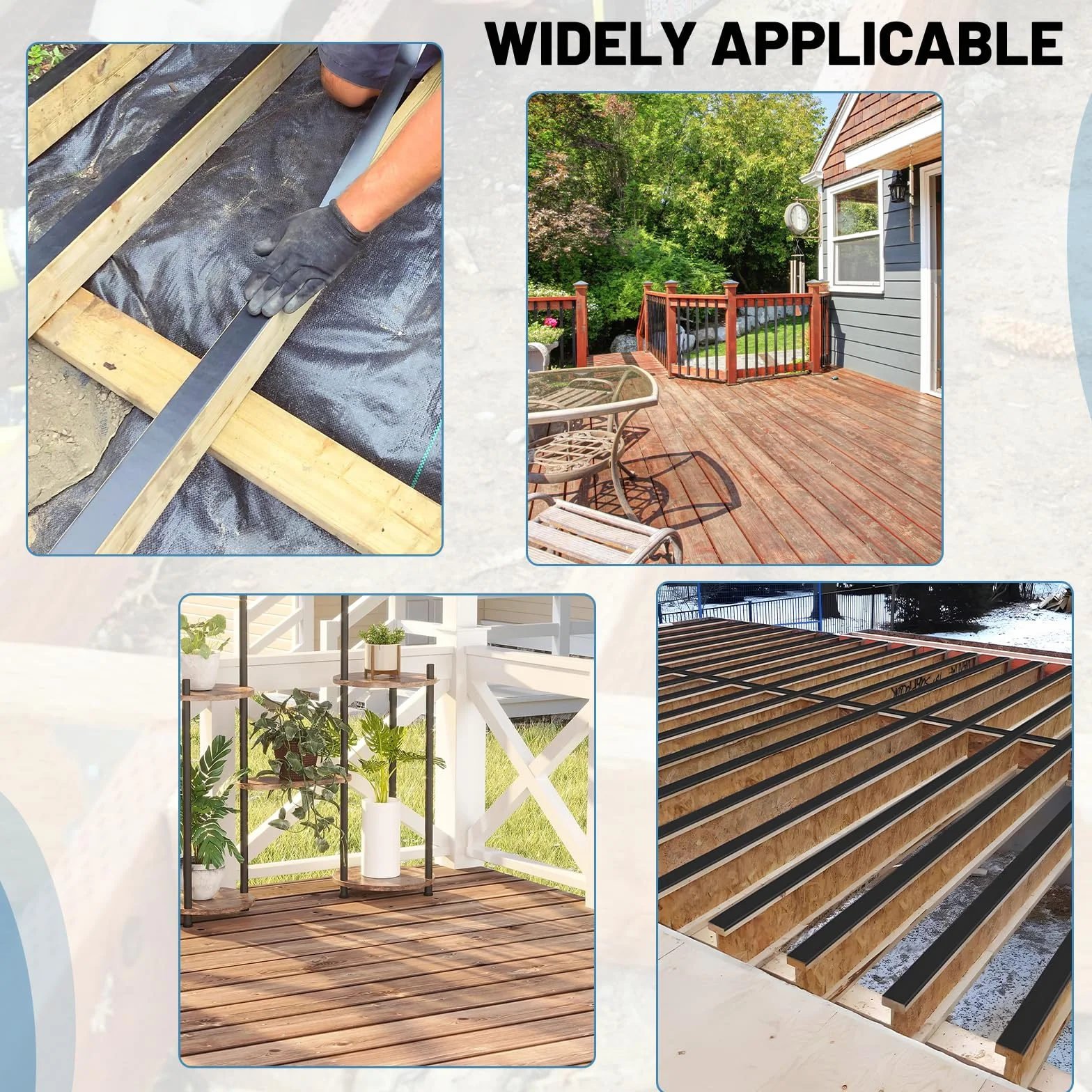 DBREAKS Ruban Adhésif en Butyle pour Terrasse, 80mm x 15m, Bande de Protection Lambourde (1 Rouleau)
