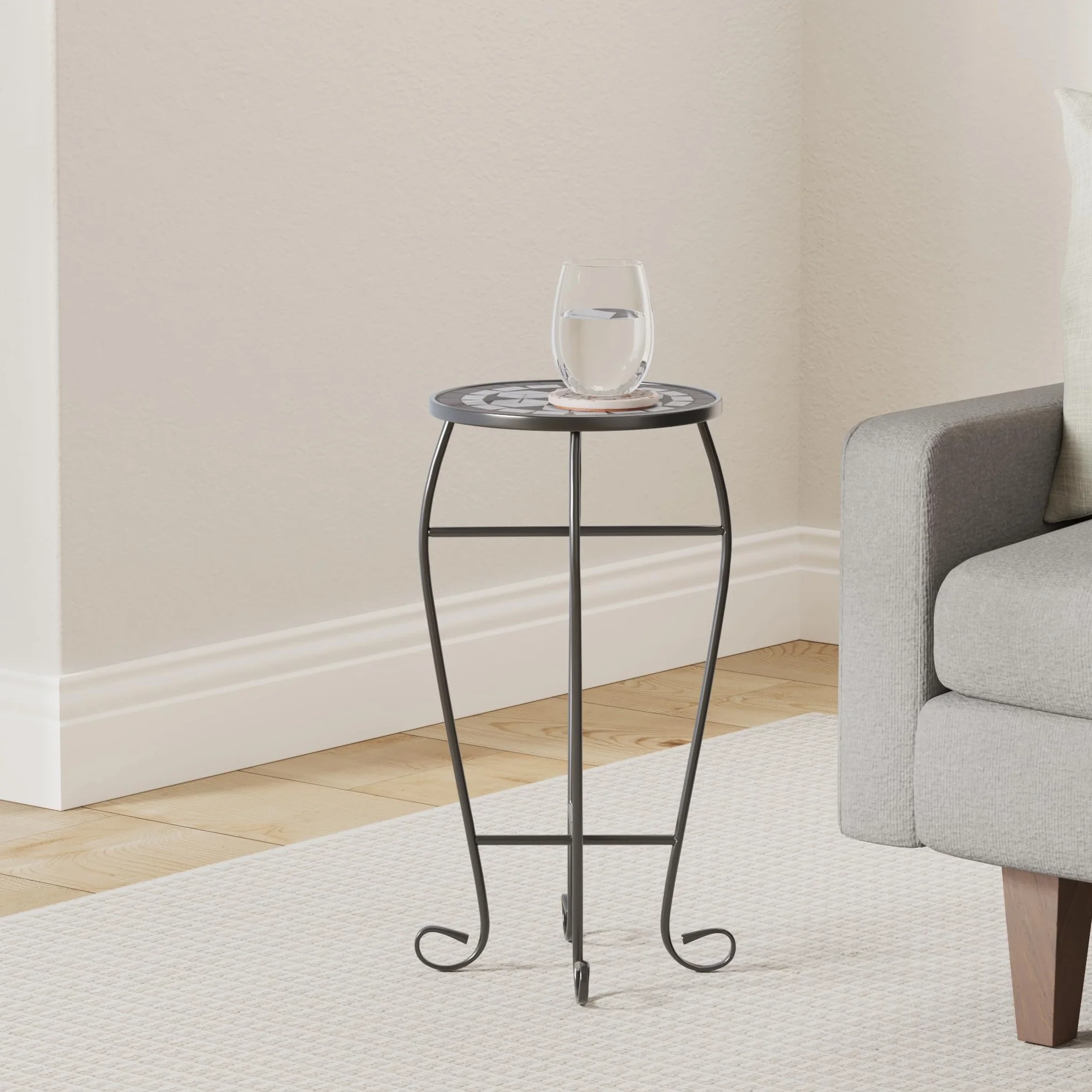 vidaXL Table d'appoint Mosaïque Noir et Blanc