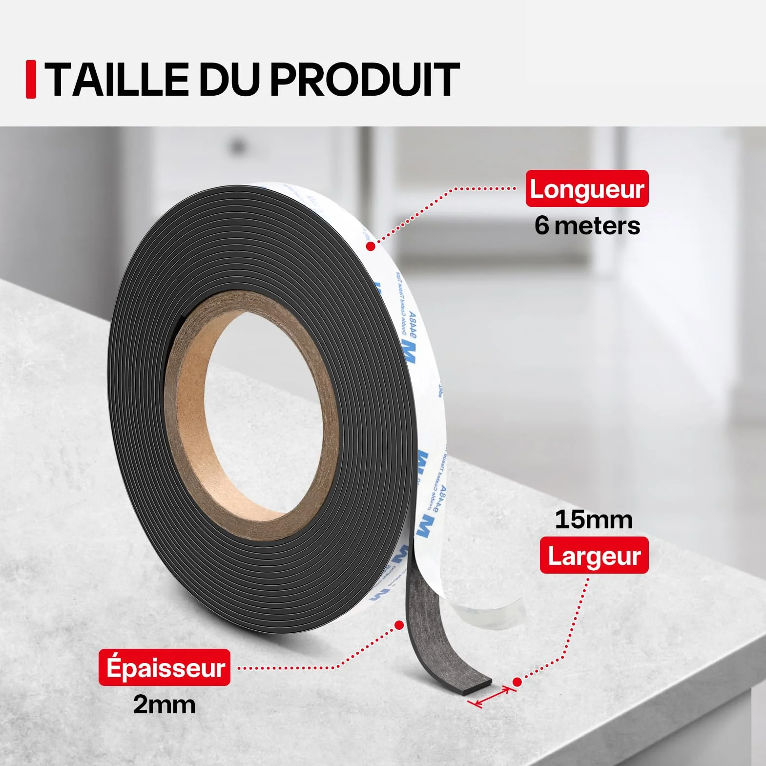Bande Magnétique Adhesive A+B Autocollante Aimantée 6m x 15mm pour Moustiquaires Rideaux DIY