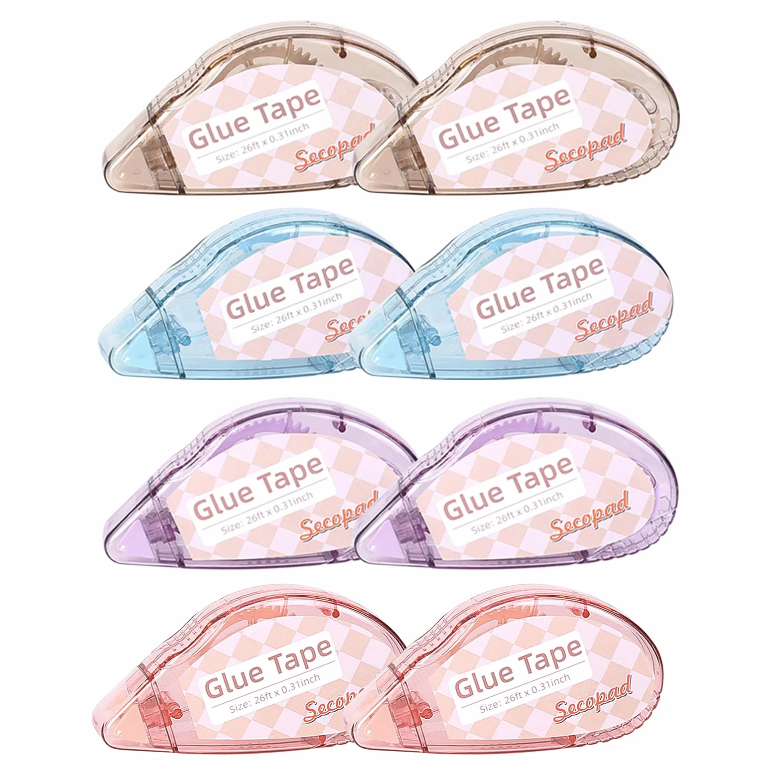 Secopad Colle Roller Double Face 8mm x 8m Ruban Adhésif Transparent Scrapbooking 8 Pièces