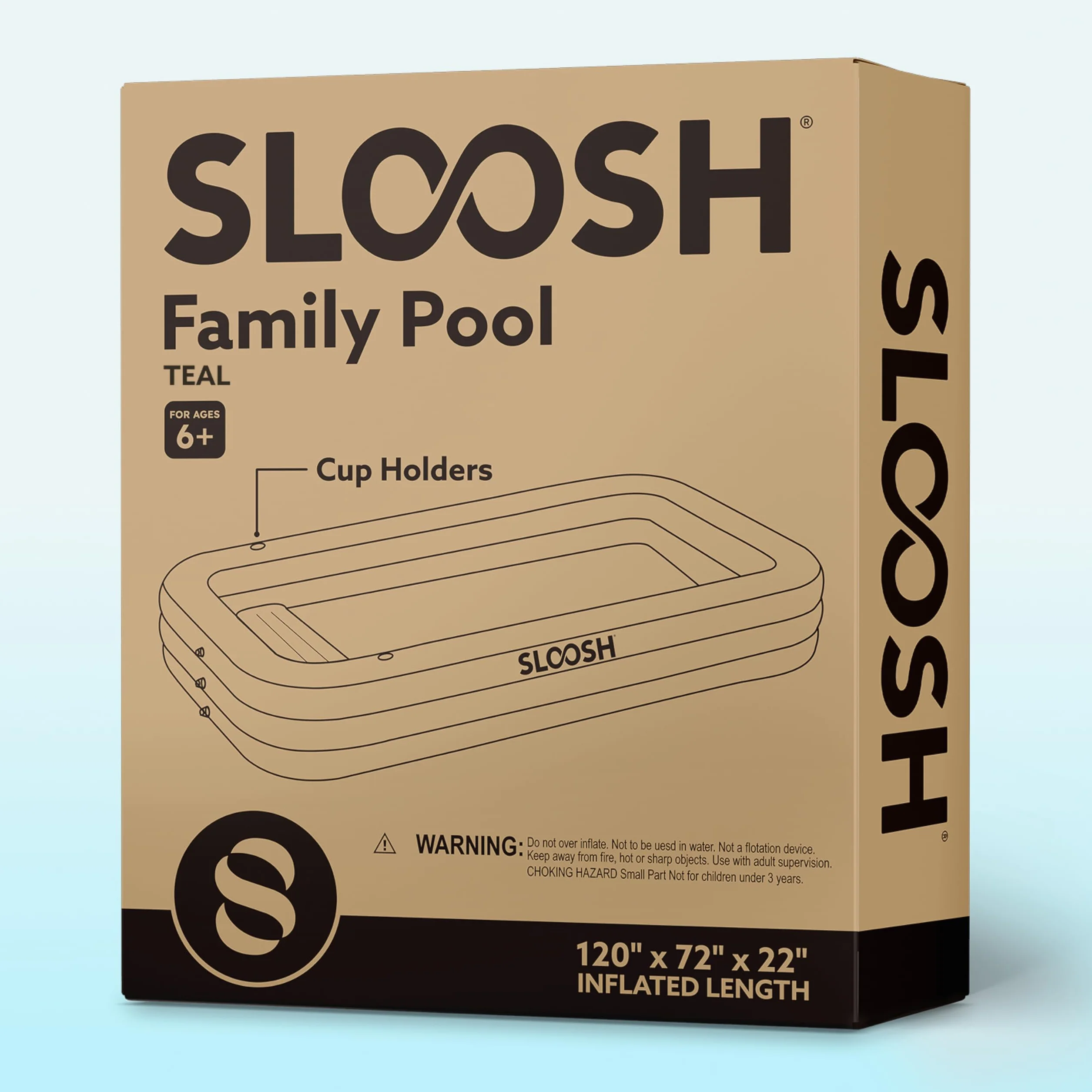 SLOOSH Piscine gonflable pour adultes 304,8 x 182,9 x 55,9 cm familiale hors sol durable