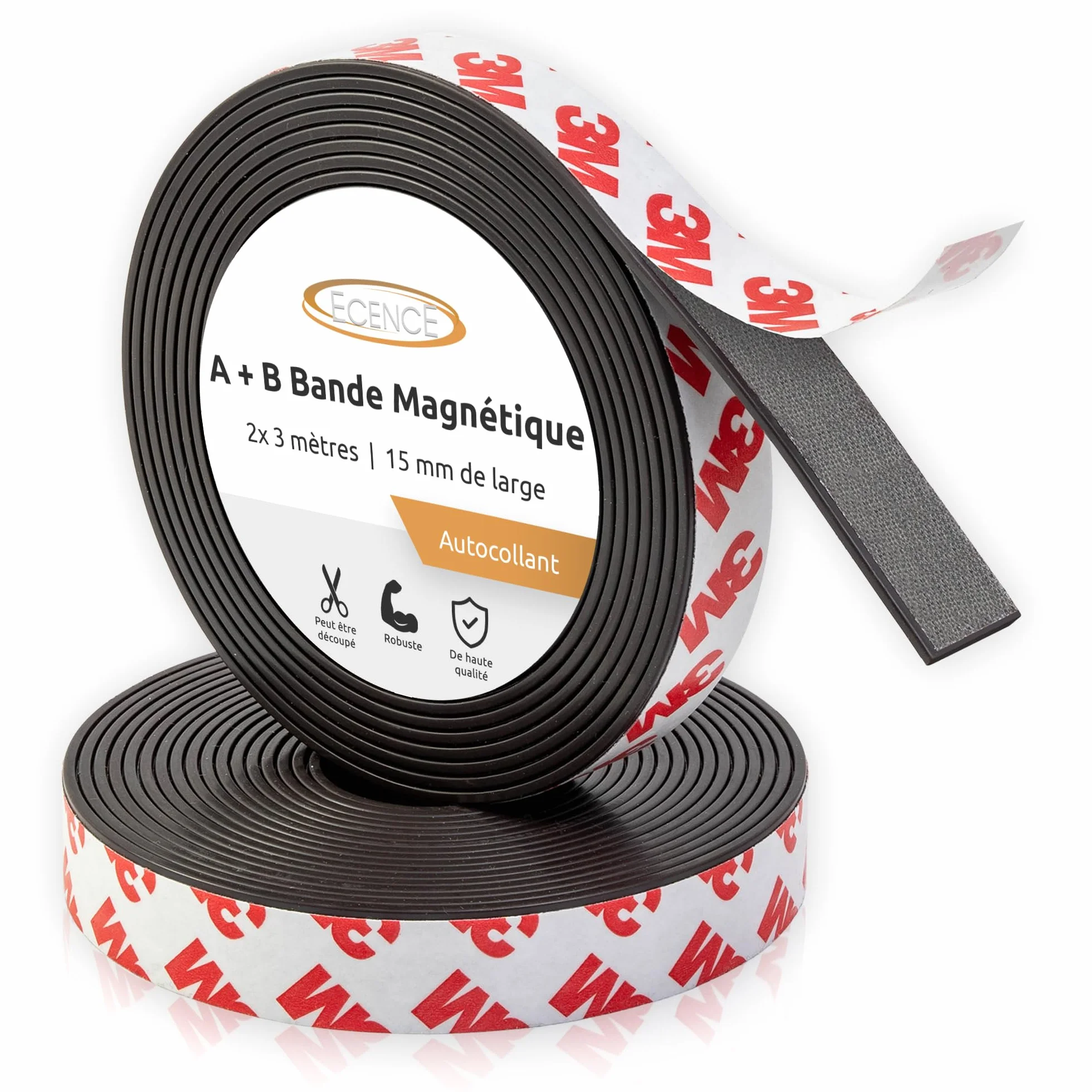 ECENCE Ruban Magnétique Autoadhésif Bande Adhesive pour Moustiquaires 3m