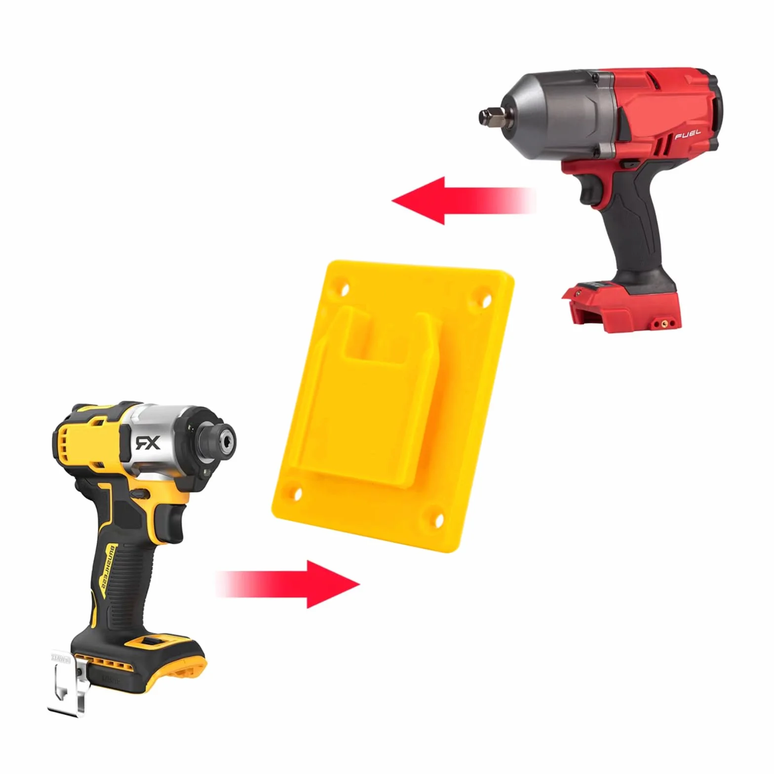 Base de support pour machine à outils électriques, 2 pièces ABS 3,7 x 3 x 0,8 pouces, pour fixation d'étagère murale (Jaune)