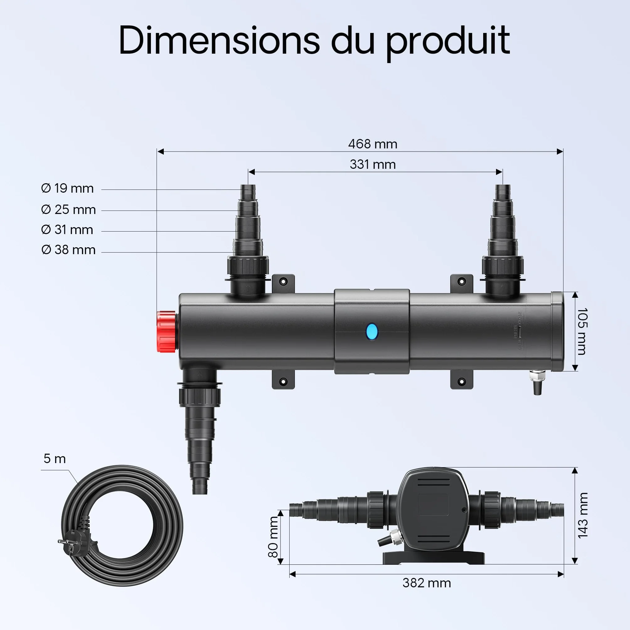 SunSun CBF-550 Filtre de bassin 60000 L Biologique NEO10000 SuperECO Pompe 10000l/h 80W CUV-224 Lampe UV UVC 24W Y-distributeur