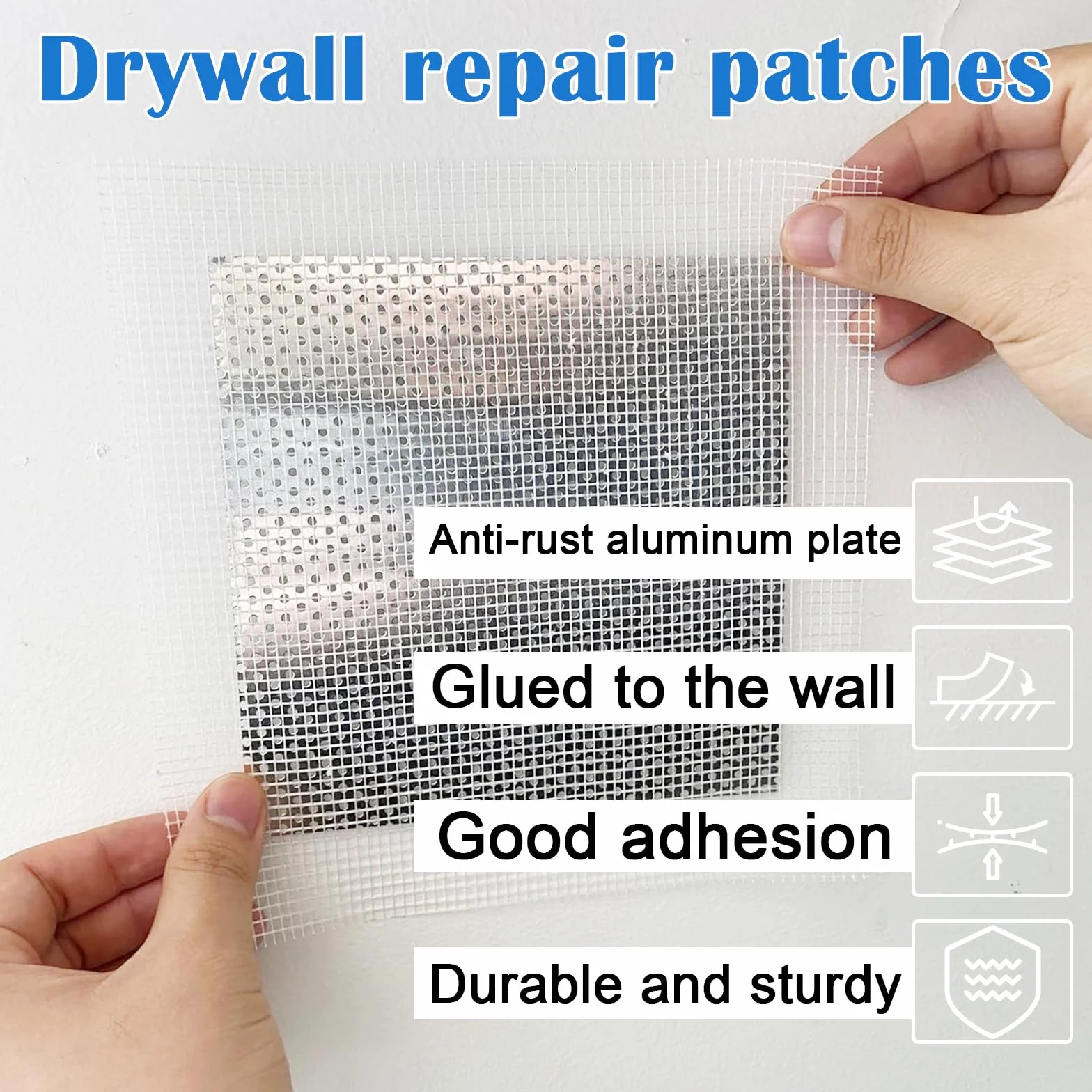 Kit de réparation mural 9 pièces patch en aluminium autocollant 4x4 pouces pour trous dans le mur