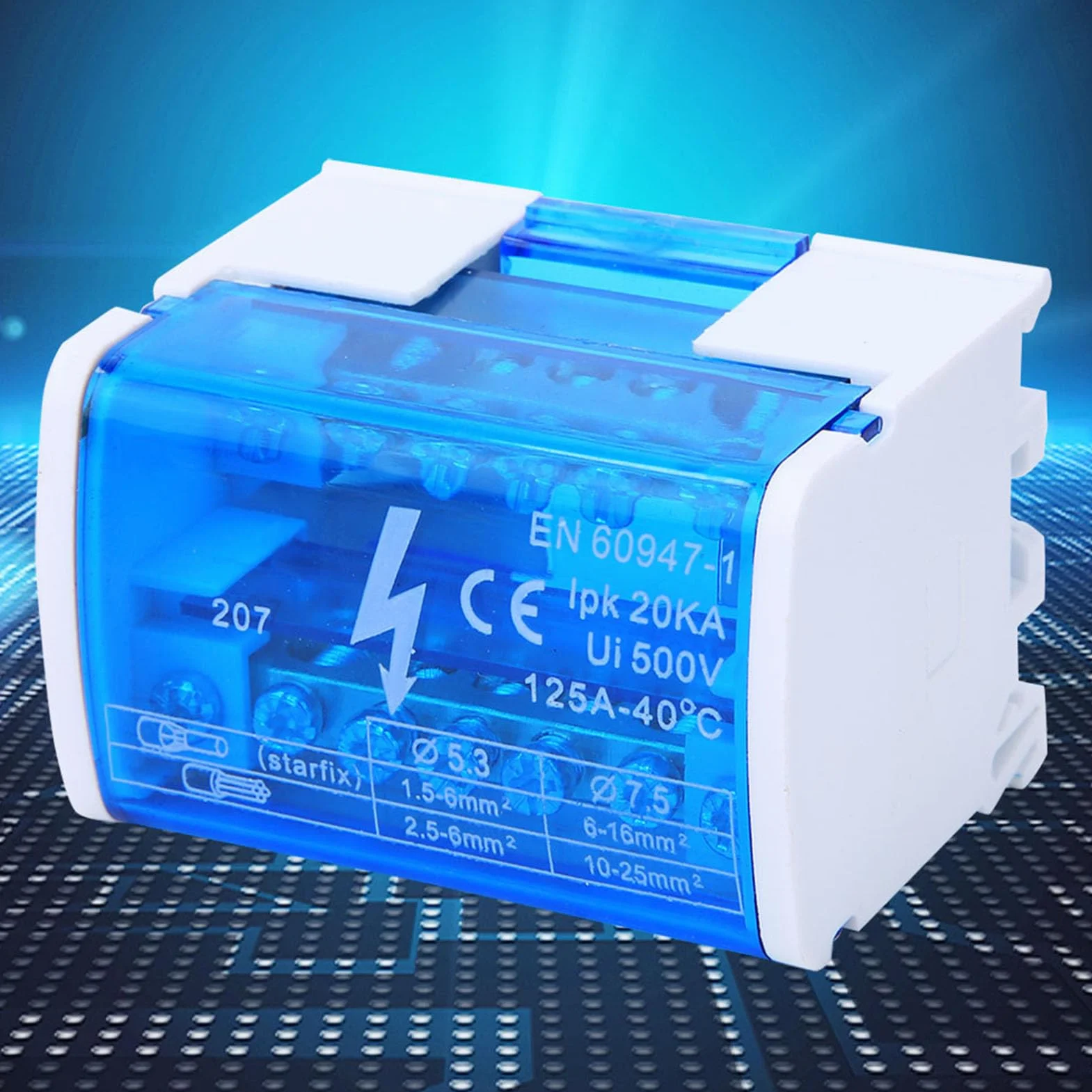 Boîte de distribution rail DIN monophasé 2 niveaux avec cache-poussière transparent 207