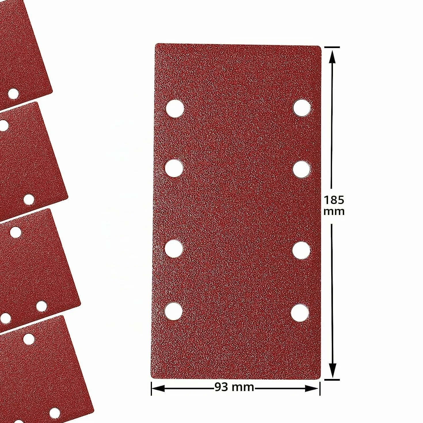 STEBRUAM Lot 30 feuilles abrasives 93 x 185 mm Papier abrasif carré auto agrippant 8 trous 80 grains