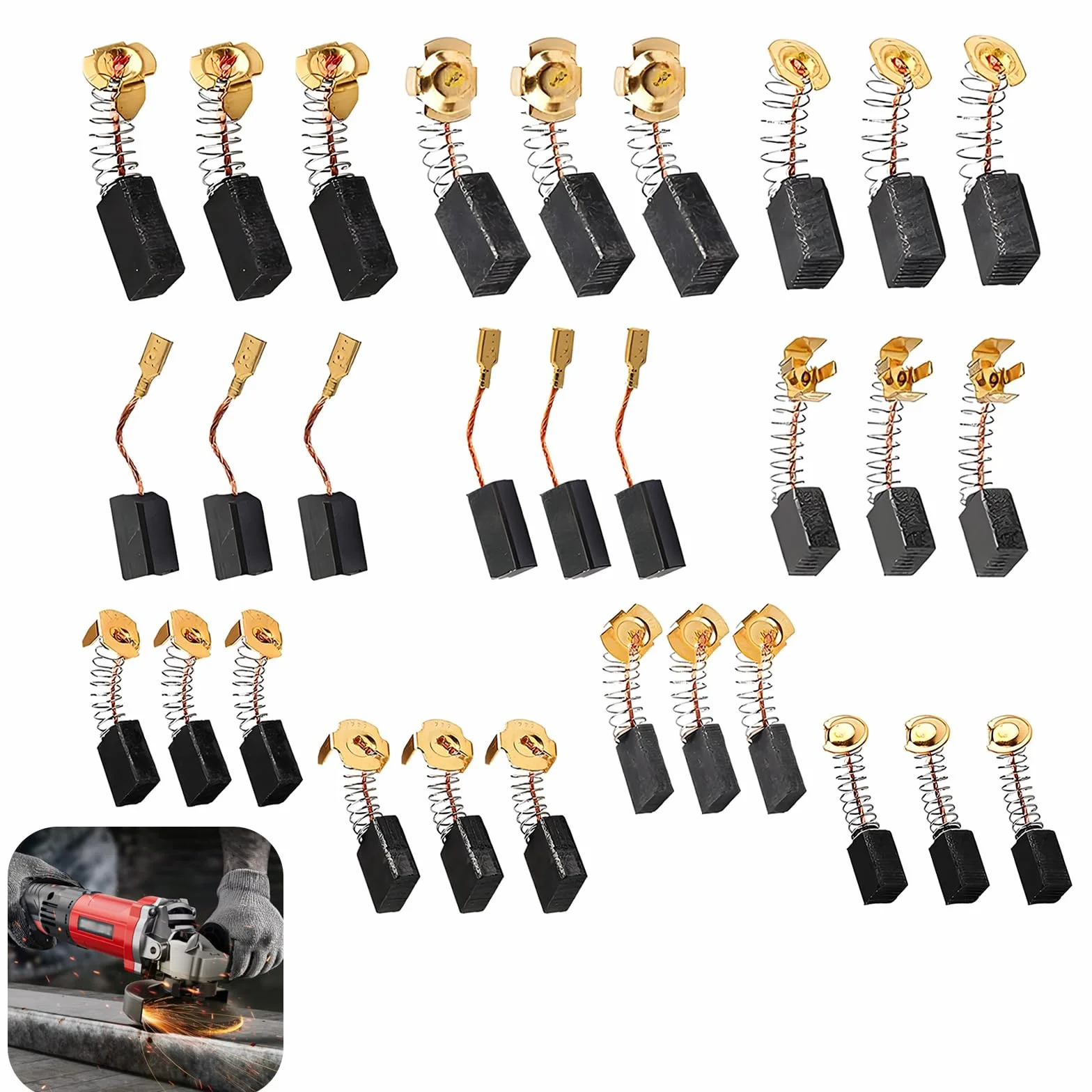 Lot de 30 Balais de Charbon Universels pour Perceuses, Scies, Meuleuses - Tailles Multiples