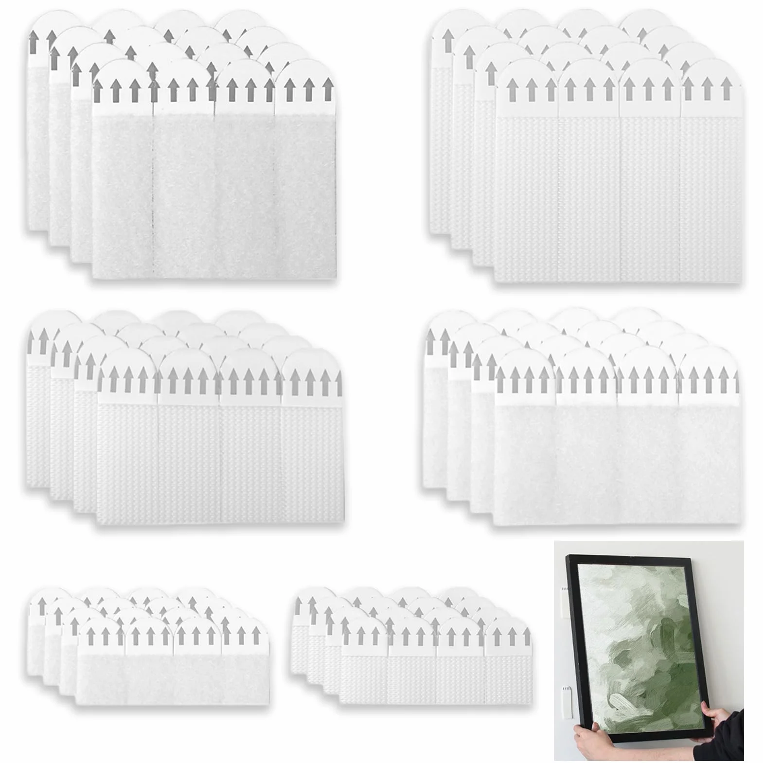 Languettes Accroches Tableaux sans Percer, Bandes Suspension Résistantes à l'Eau, Attaches Adhésives Amovibles 36 Paires (72 Bandes)