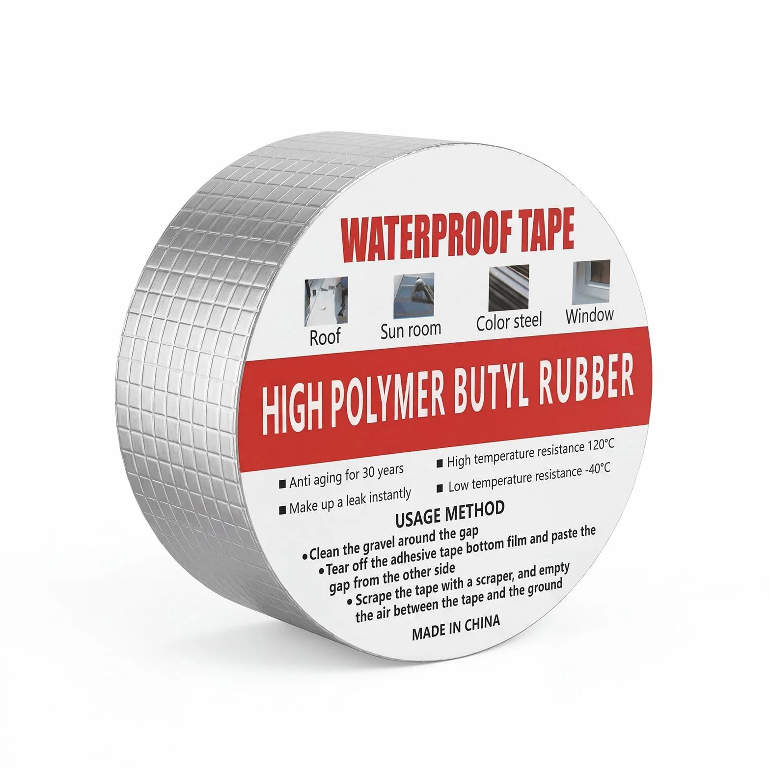 Ruban butyle étanche 10 m x 5 cm auto-adhésif pour toiture réparation fuites