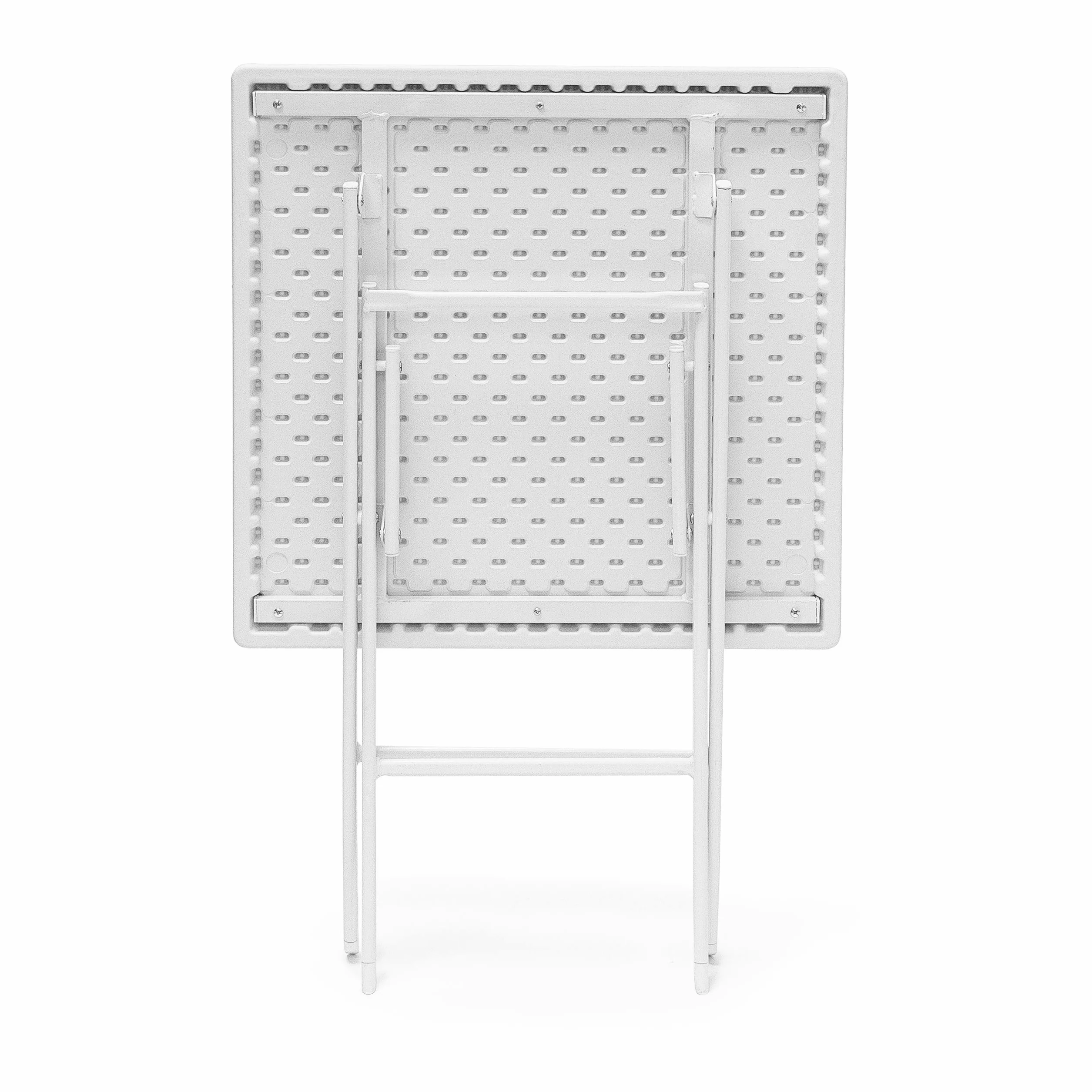 Relaxdays Table pliante de jardin BASTIAN carrée 74 x 61,5 x 61,5 cm aspect rotin blanc