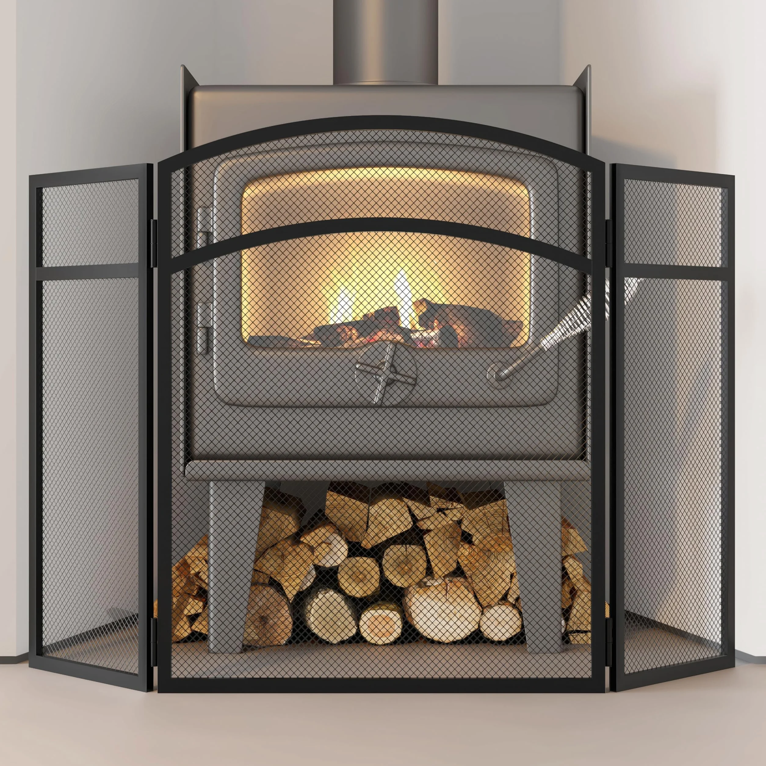 Kingson Pare-feu noir 96,5 x 61 cm pour poêles à bois sécurité bébés animaux