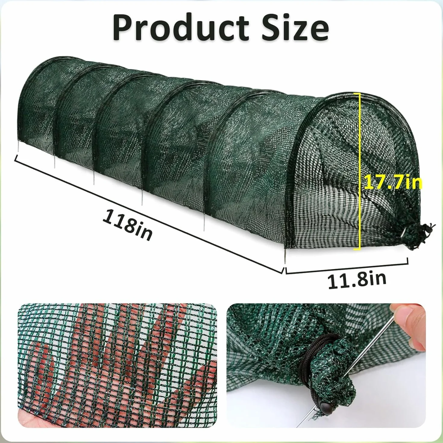 Tunnel de Jardin en Maille, Tunnel de Plantation agricole, 300 x 45 x 45 cm, Résistant au Gel, Protection Contre Les intempéries pour Jardin Potager Protection Contre Le Gel Serre