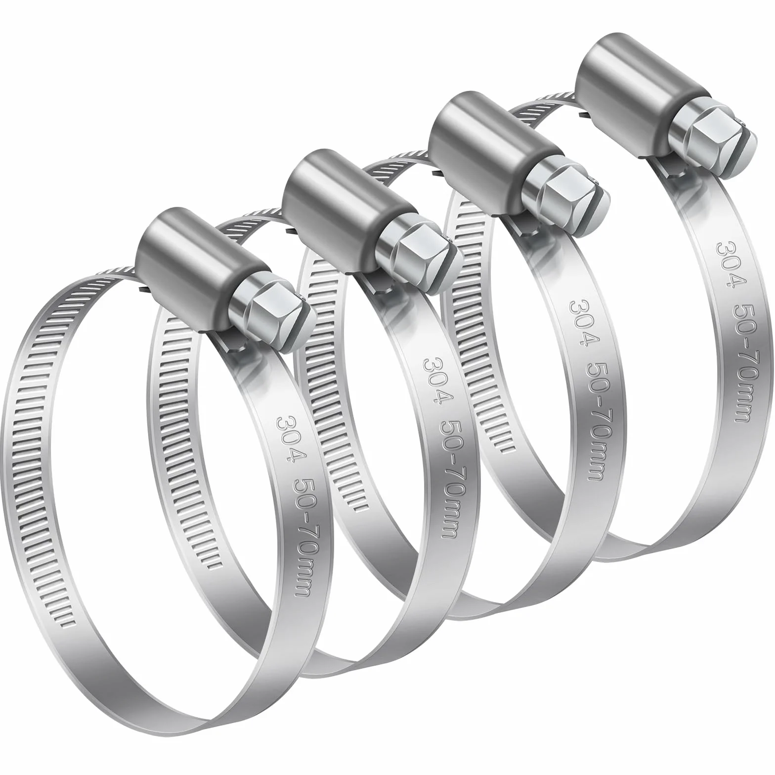 Bolatus Collier de Serrage Réglable Inox 304 50-70mm 4 Pièces pour Plomberie Piscine Automobile