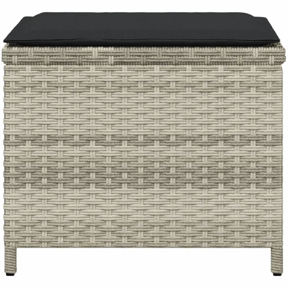 Tidyard Tabourets de Jardin Coussins Lot de 4 Gris Clair résine tressée, Tabouret pour Salon de Jardin Exterieur, Repose-Pied Siège de Jardin, Pouf pour Patio, Terrasse, Balcon Camping, Extérieur