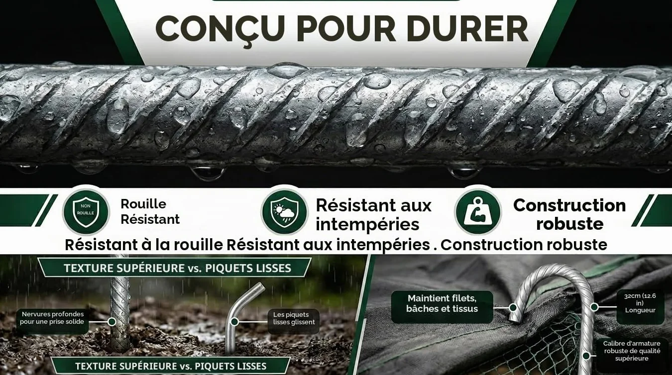Smith & Barker Piquets de Fixation Tente Très Résistants – Sardines Métalliques pour Camping, Trampoline, Serre, Bâche, Jardin – Ancrage au Sol Solide et Durable, 16 Pcs