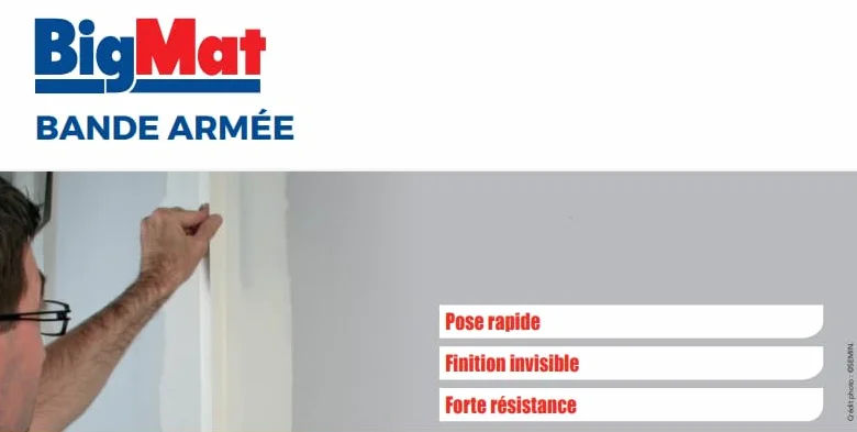 BIGMAT Bande armée 30 ML Blanc Renfort Angles Plaques de Plâtre