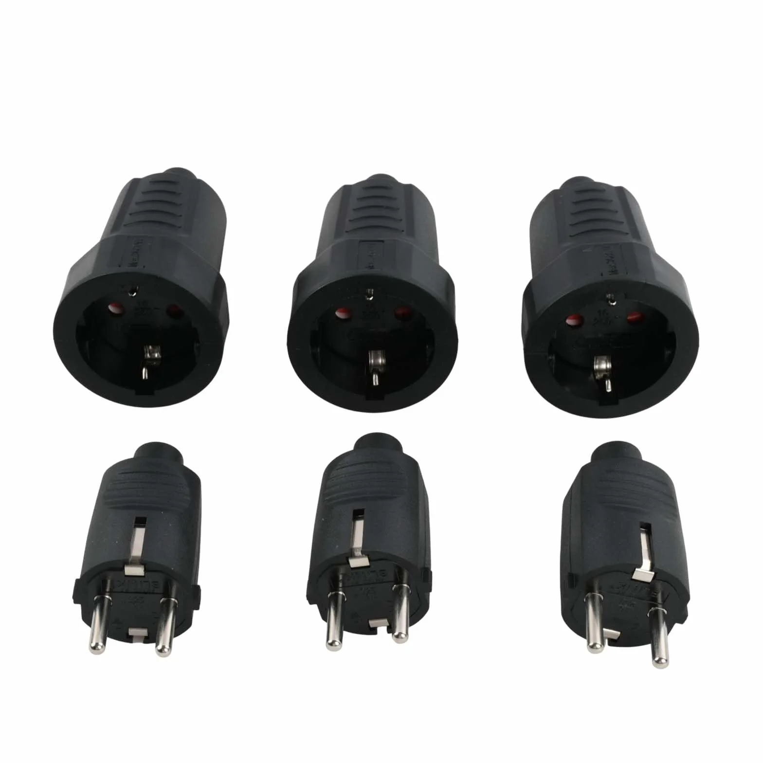 Fiche Electrique Etanche 250V/16A IP44 2 Pôles PVC Prise Male et Femelle 3 Sets