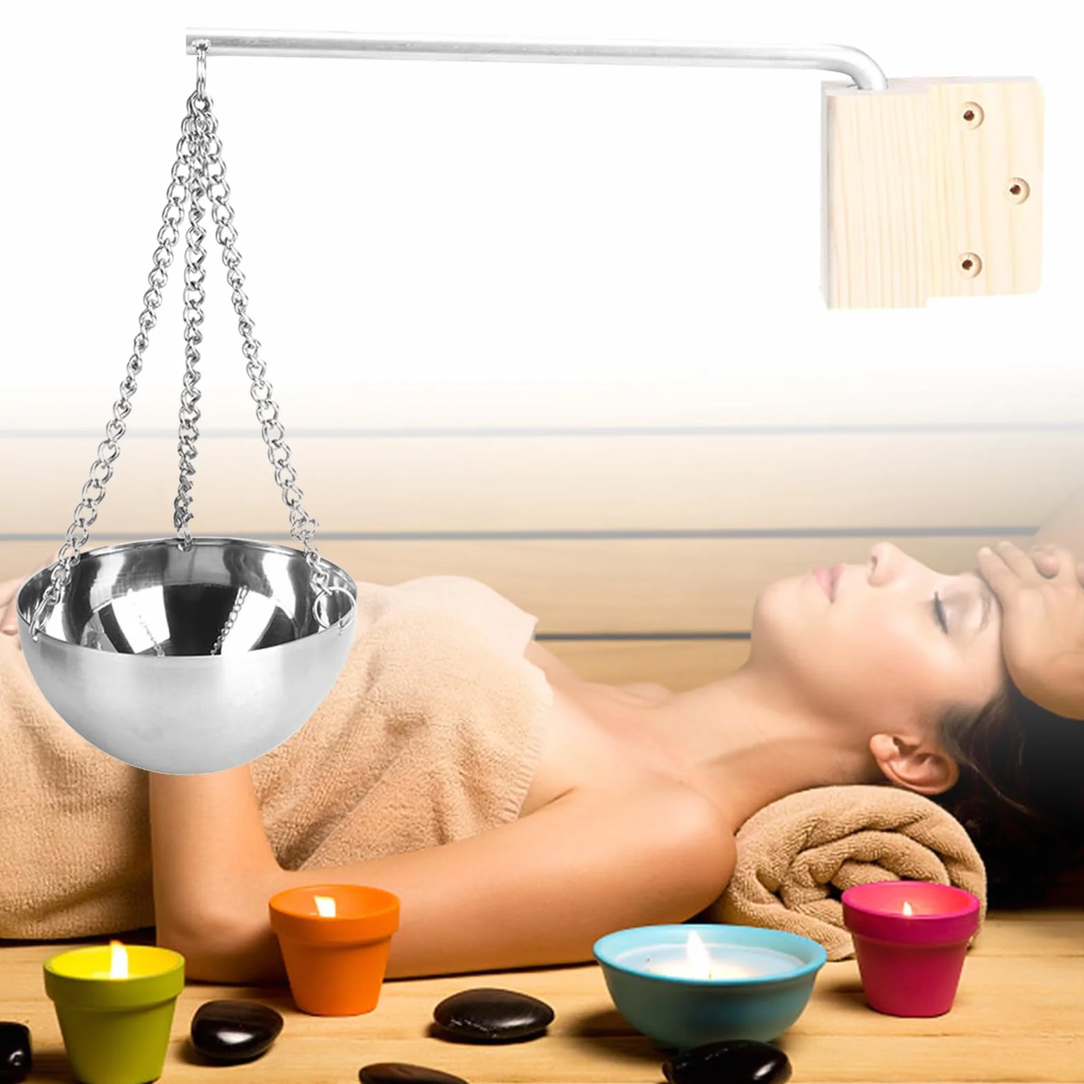HERCHR Bol de Sauna en Acier Inoxydable, Tasse à Huile pour Accessoires de Sauna