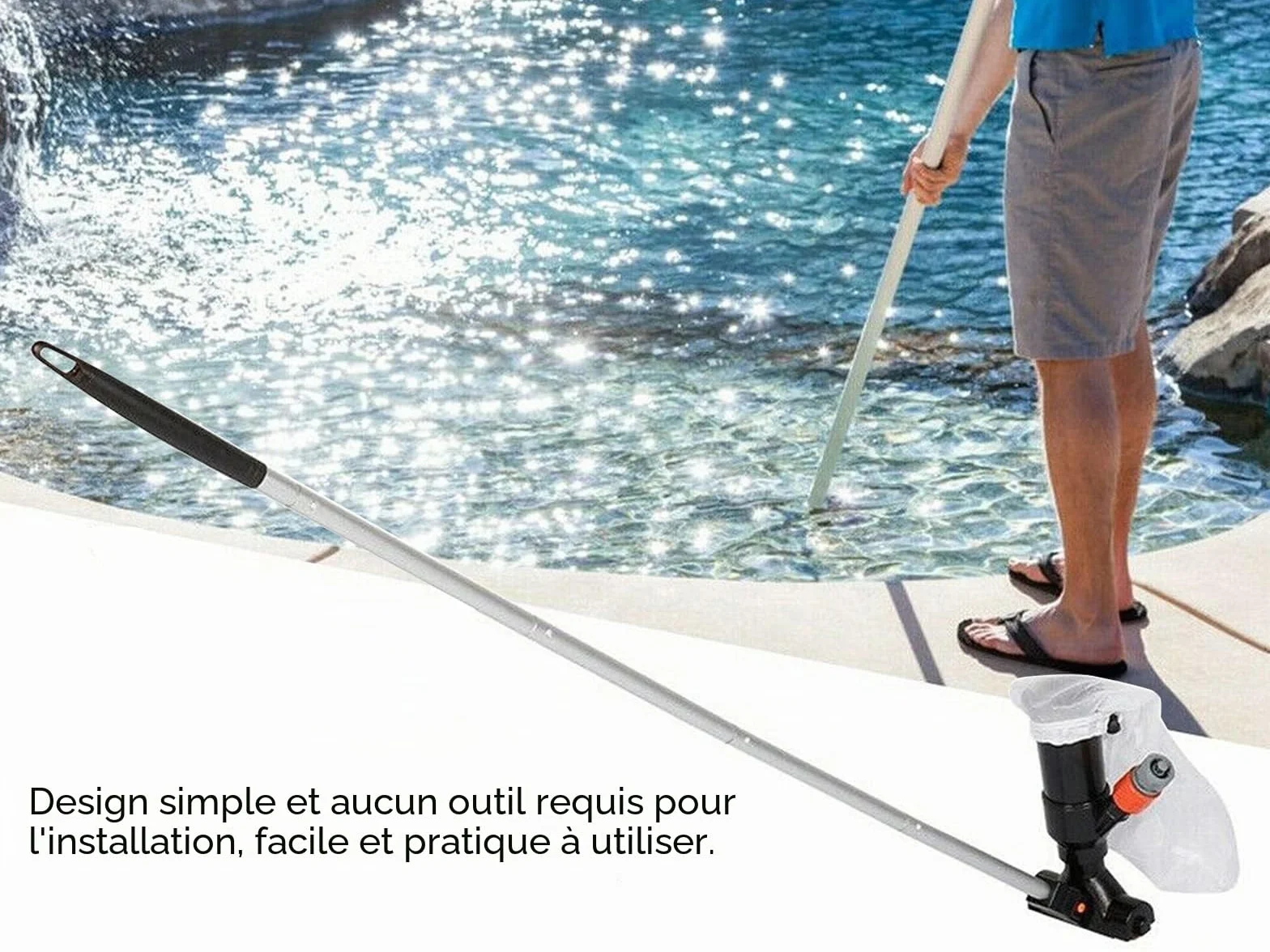 Aspirateur Piscine Hors Sol Manuel, Aspirateur De Piscine pour Tuyau D'Arrosage, Hydraulique Aspirateur Spa Et Bassin De Jardin, Aspirateur Bassin Creusée Fond Et Parois, Mur sans Électricité (Nero)