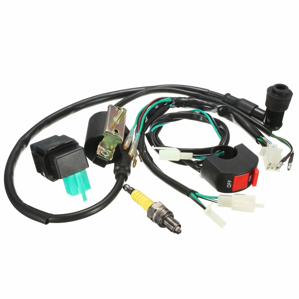 Viviance Câblage Métier À Tisser Kill Interrupteur Bobine CDI Spark Plug Kit Compatible 110cc 125cc 140cc Pit Bike