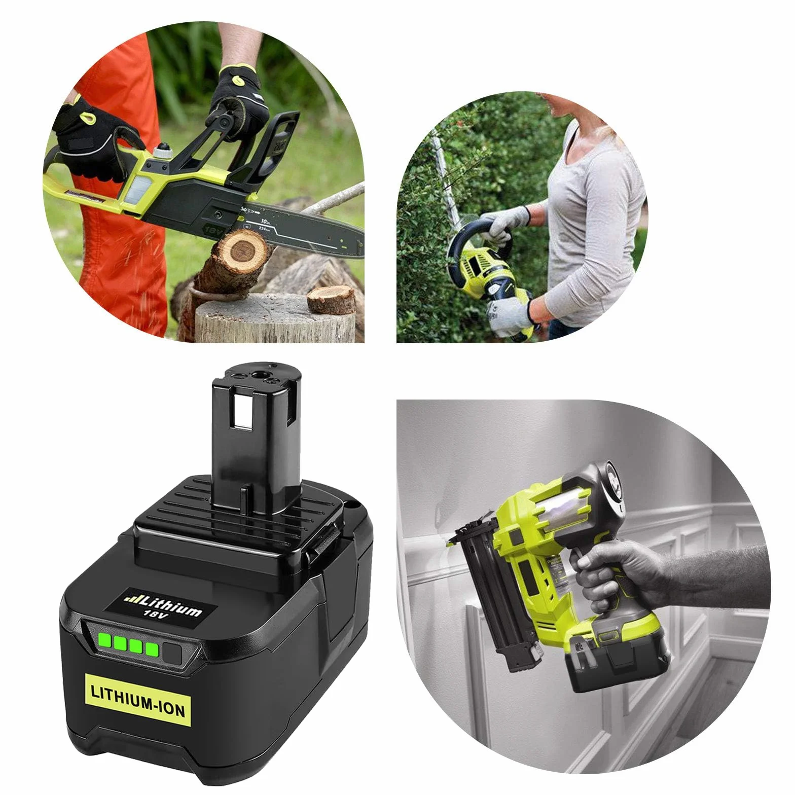 Batteries de Rechange Ryobi 18V 5000mAh B18L25 RB18L13 RB18L50 RB18L40 avec Indicateur LED