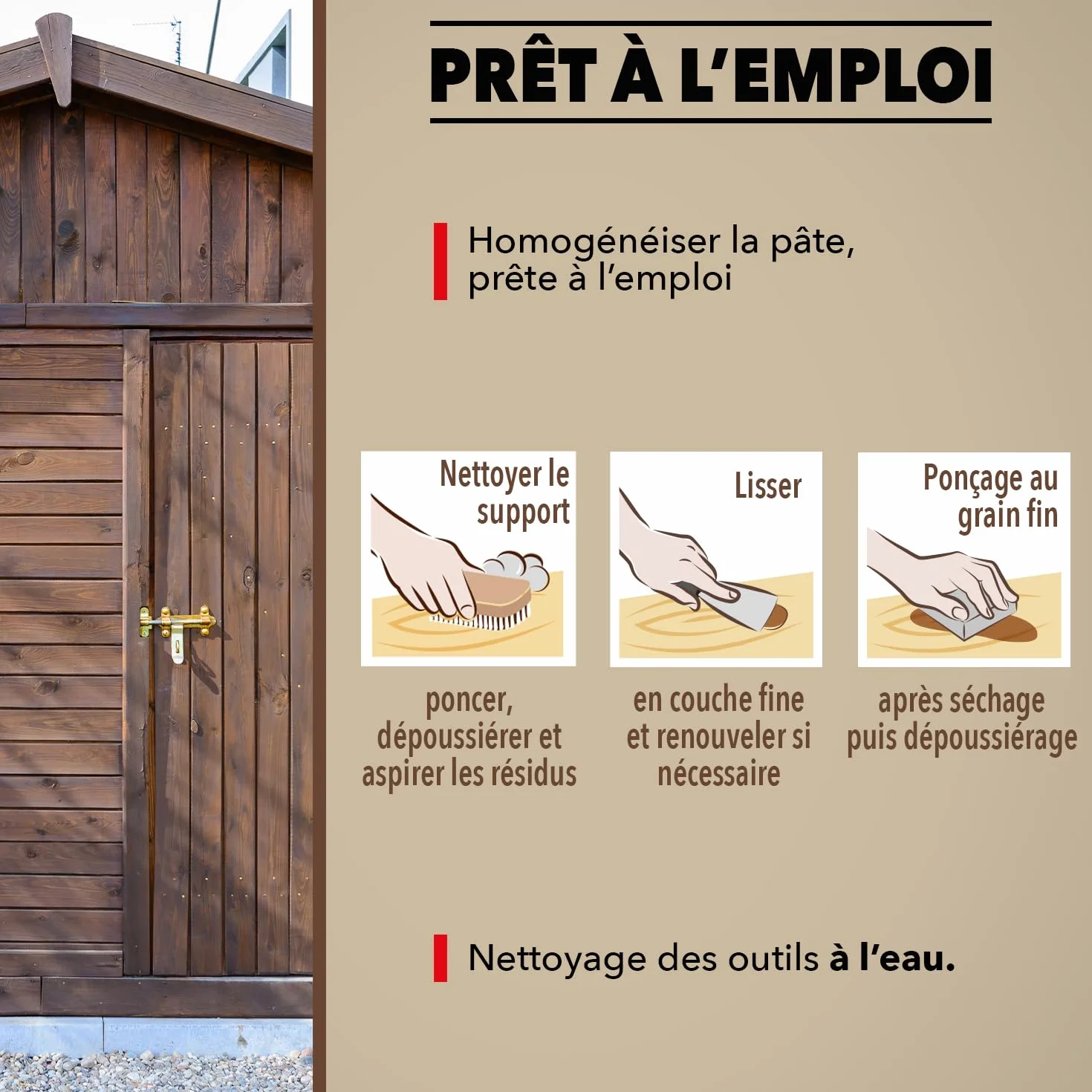SINTO Rebouche bois gros trous et fissures 500g Intérieur Extérieur