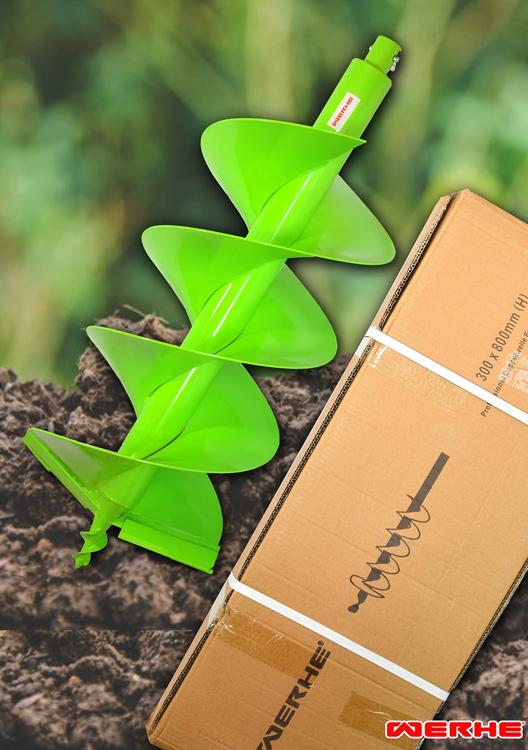 WERHE Foret professionnel pour tarière de 300 mm, double arbre, tarière à pieux, de puits, pointe de forage robuste