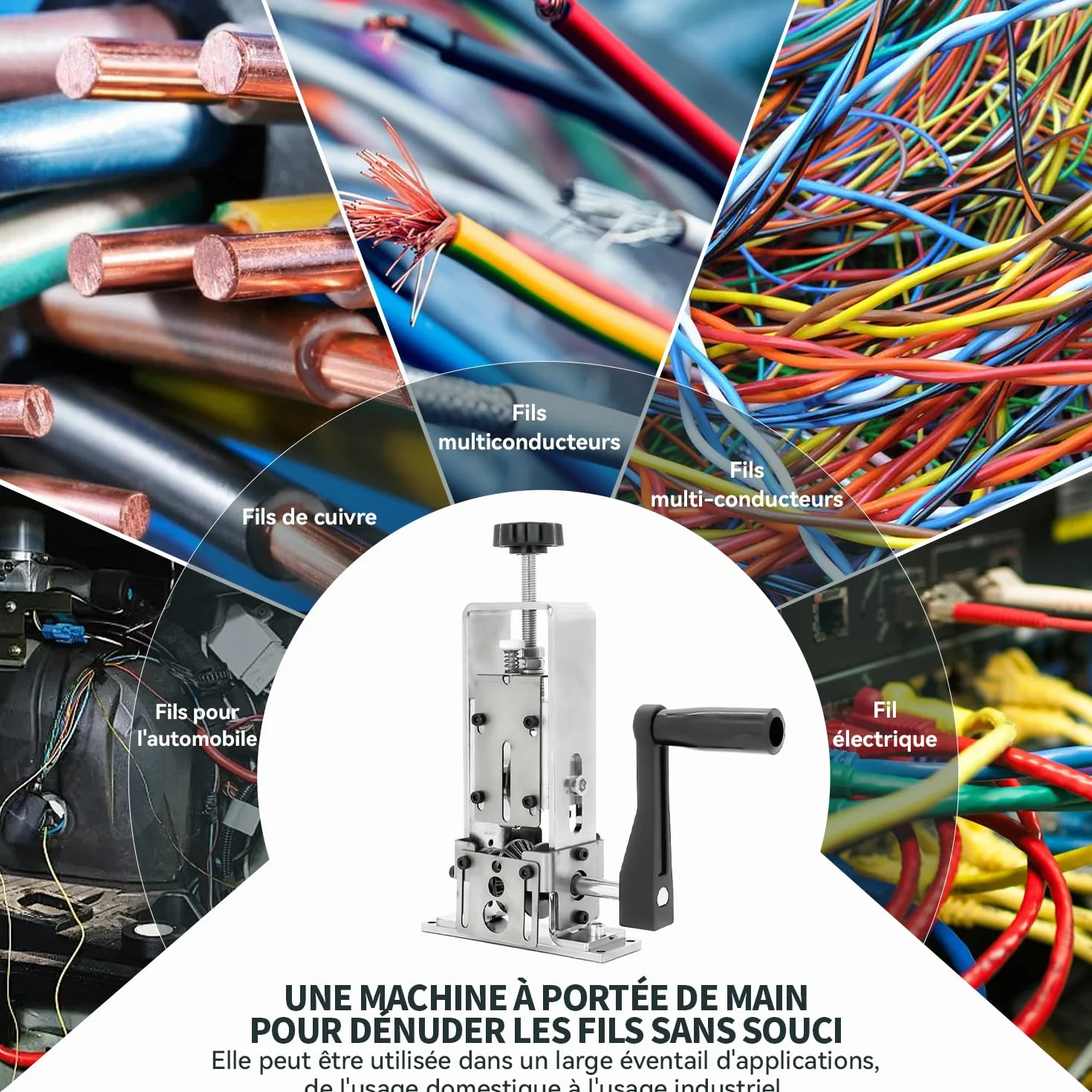 Dénudeur de câble électrique 1-25mm pince à dénuder avec manivelle ou perceuse