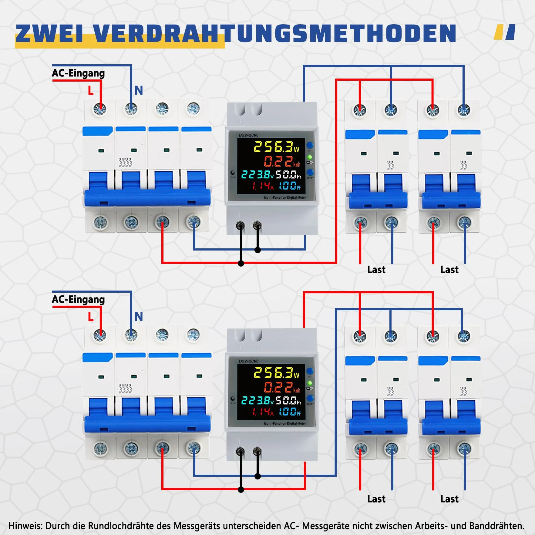WiFi Compteur d'Énergie Monophasé AC 40-300V 100A Rail DIN Wattmètre KWh Avec Écran LCD