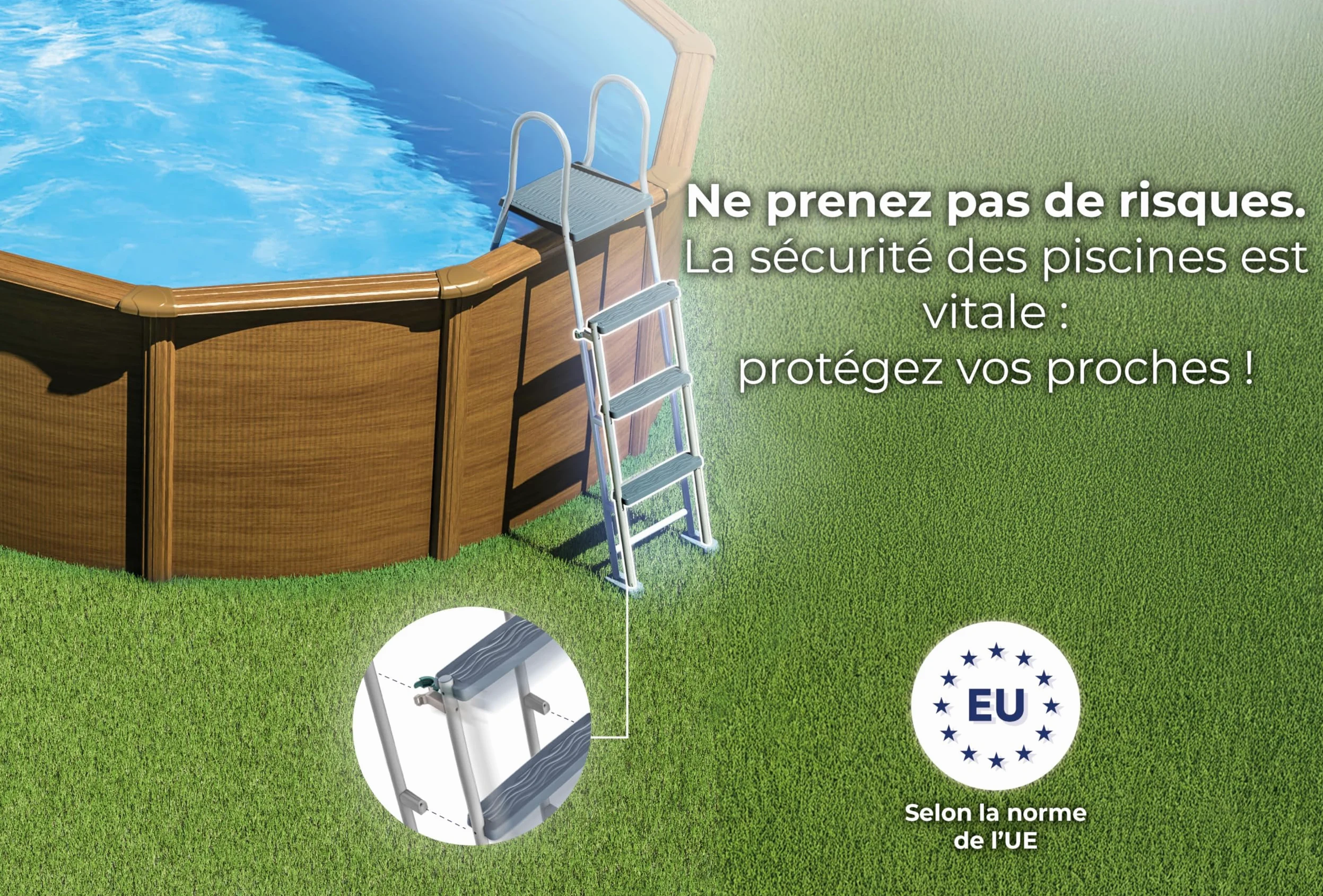 GRE KITPR453W Sicilia - Piscine Hors-Sol en Acier, Piscine Ronde avec Structure en Acier Imitation Bois. Piscines Hors-Sol pour Jardin, Ø460 x 120 cm