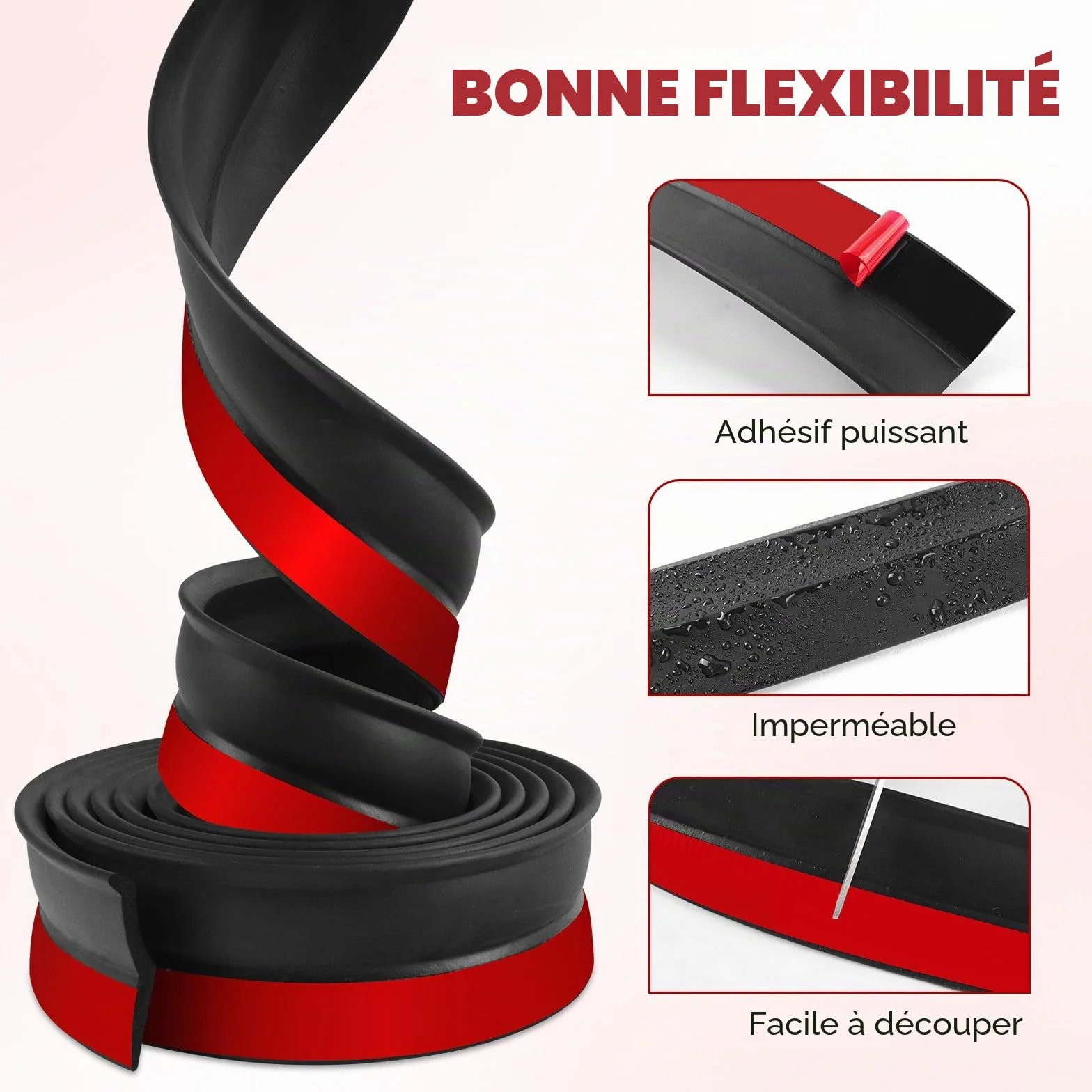 Joint porte garage universel bande d'étanchéité 3m caoutchouc mousse avec clous