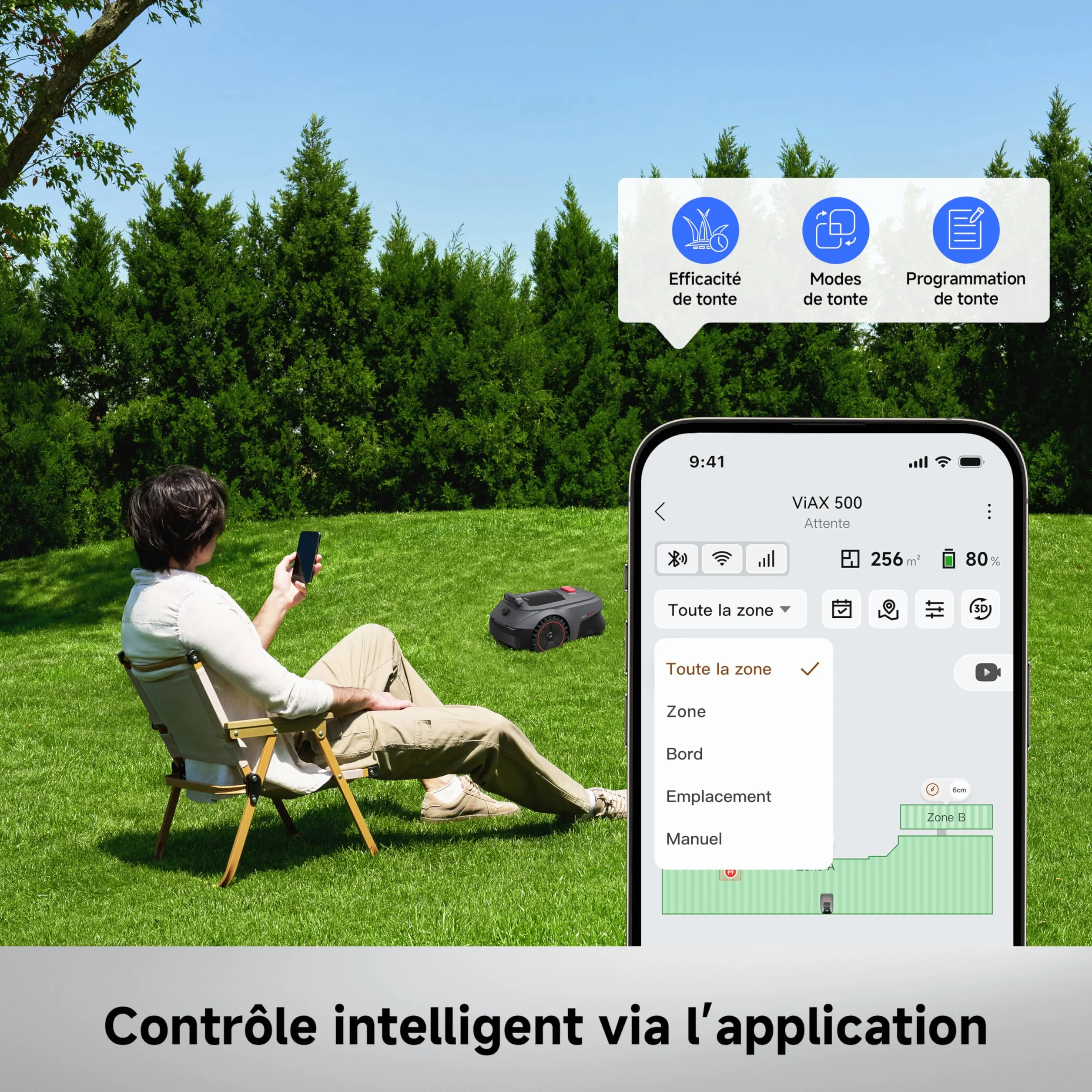 MOVA ViAX 500 Robot Tondeuse sans Fil 600 m² LiDAR 360° IA Double Vision