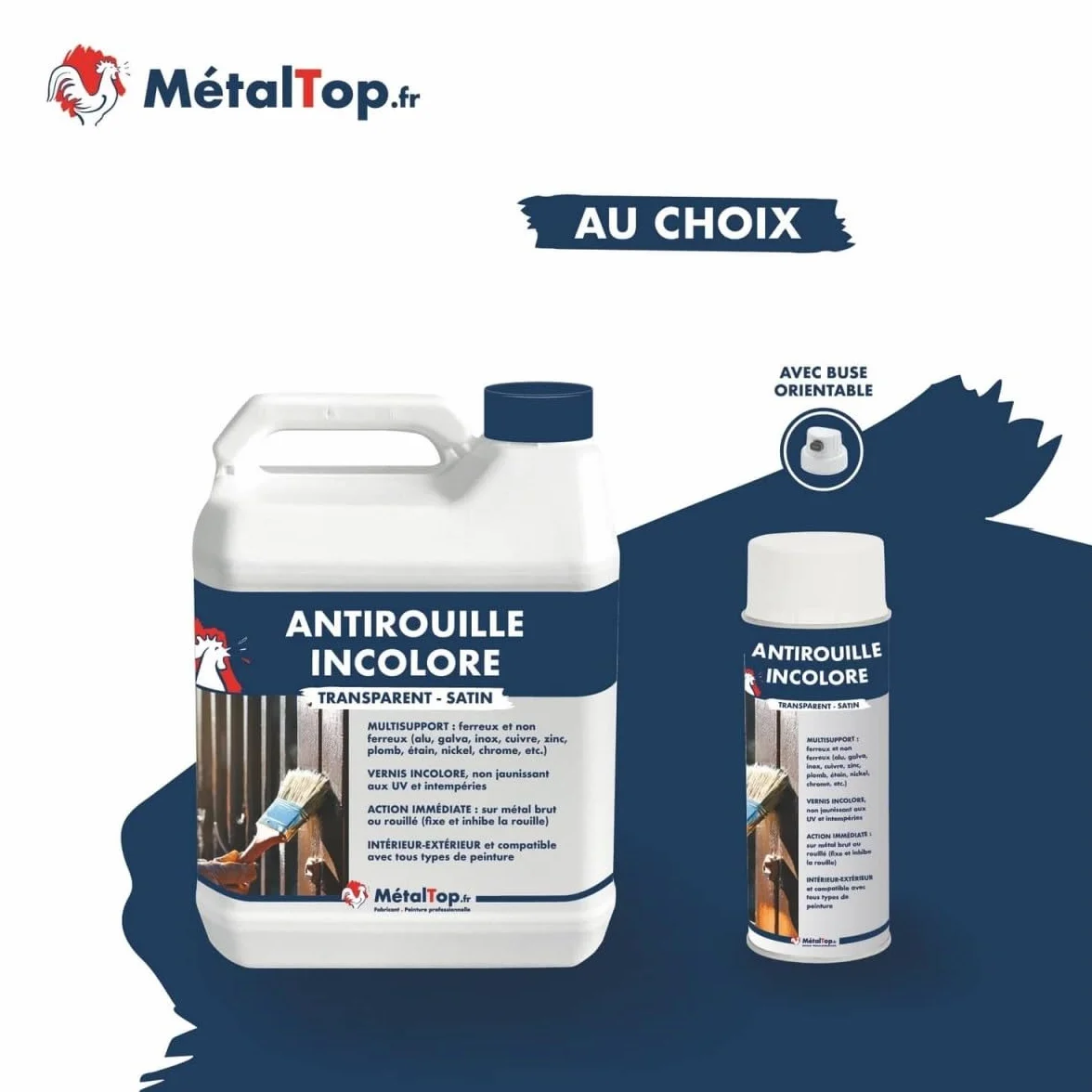 Metaltop Antirouille Incolore 1 L Protection transparente contre la rouille pour métaux