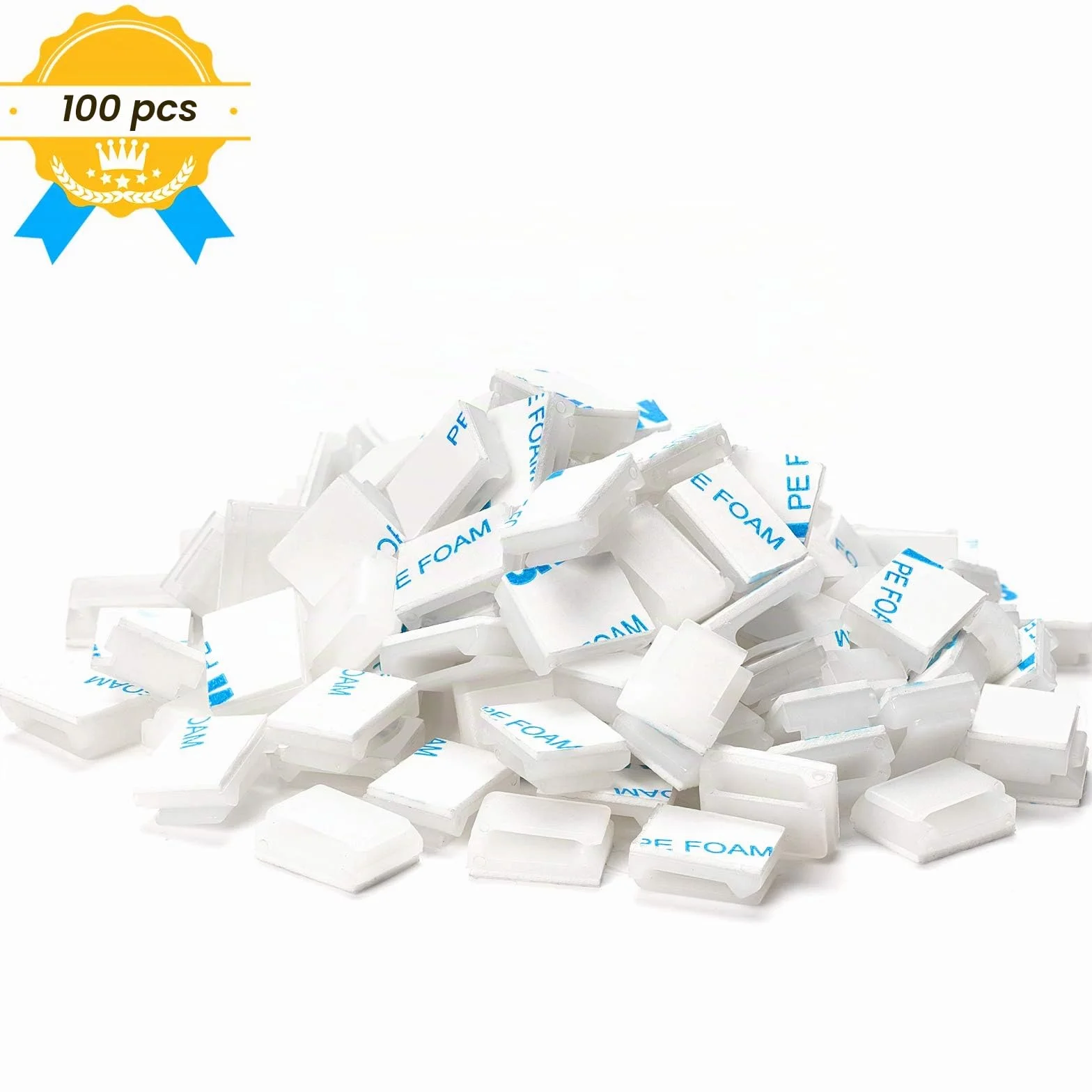 Sunity 100 Pièces Attache Cable Adhesif, Clips Accroche Cable pour Organisation LED, Blanc
