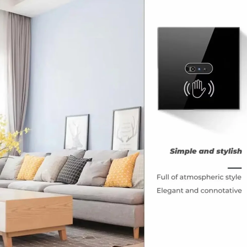 Interrupteur Mural Intelligent Capteur Infrarouge sans Contact Panneau Verre Prise UE