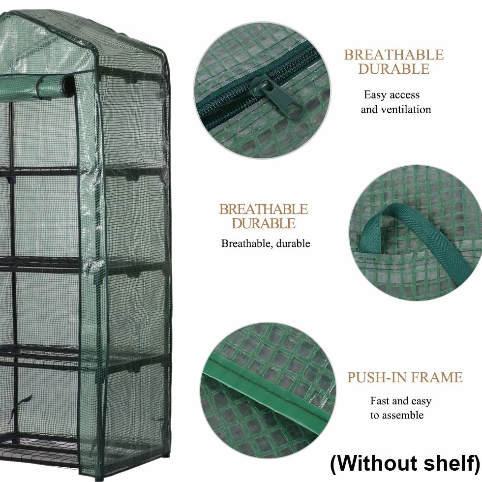 Housse Serre de Jardin 4 Étages avec Bâche Amovible Transparent 160x70x50cm,Couverture Serre en PVC Imperméable et Respirante pour Cultiver Intérieur et Extérieur Plante en Pot,Légumes,Fleur