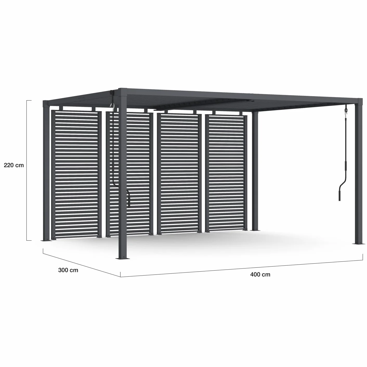 IDMarket - Pergola bioclimatique Lames orientables Acier 3x4 M avec persiennes Horizontales Gris Anthracite