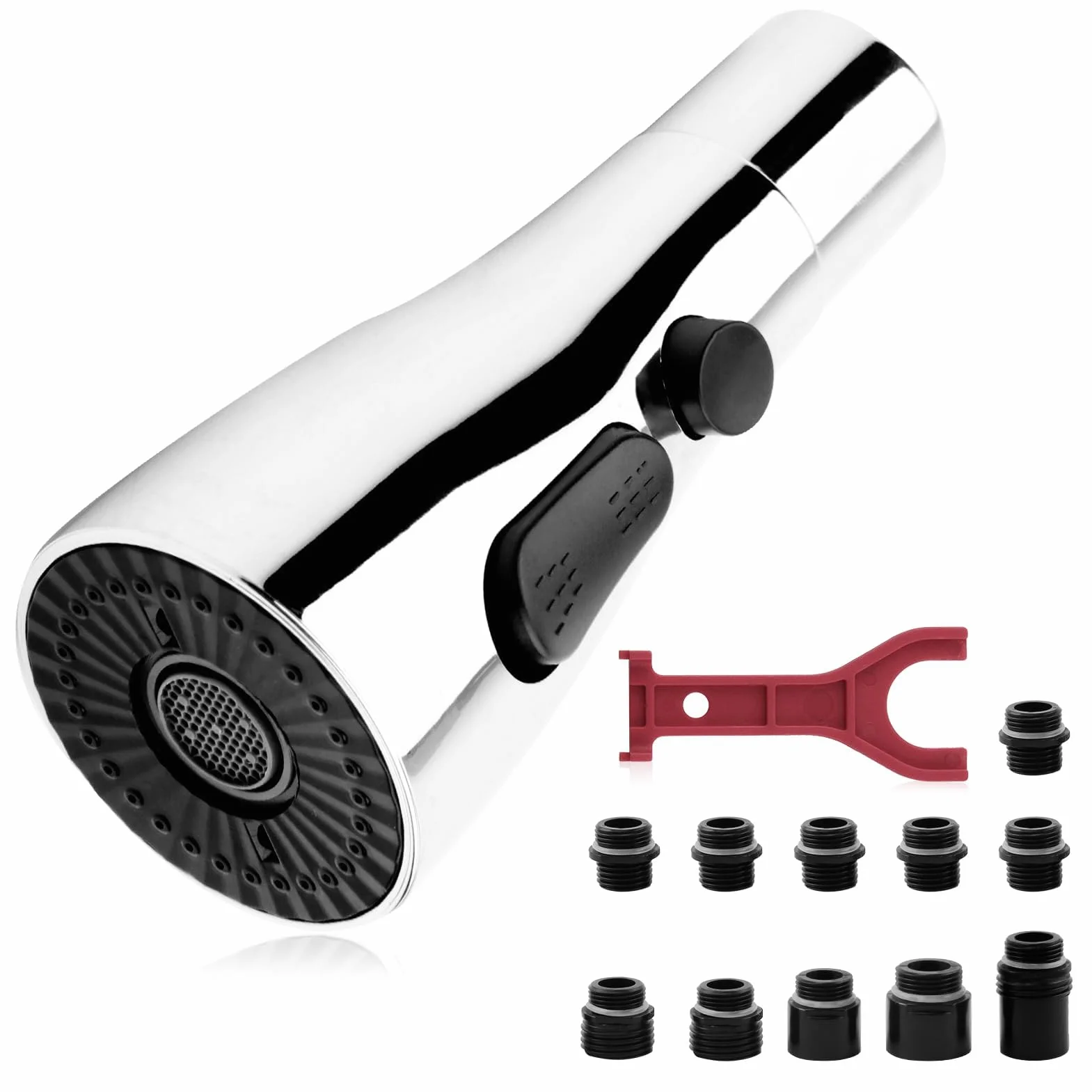 Douchette Robinet Cuisine 3 Modes avec 11 Adapteurs G1/2'' Extractible Rétractable