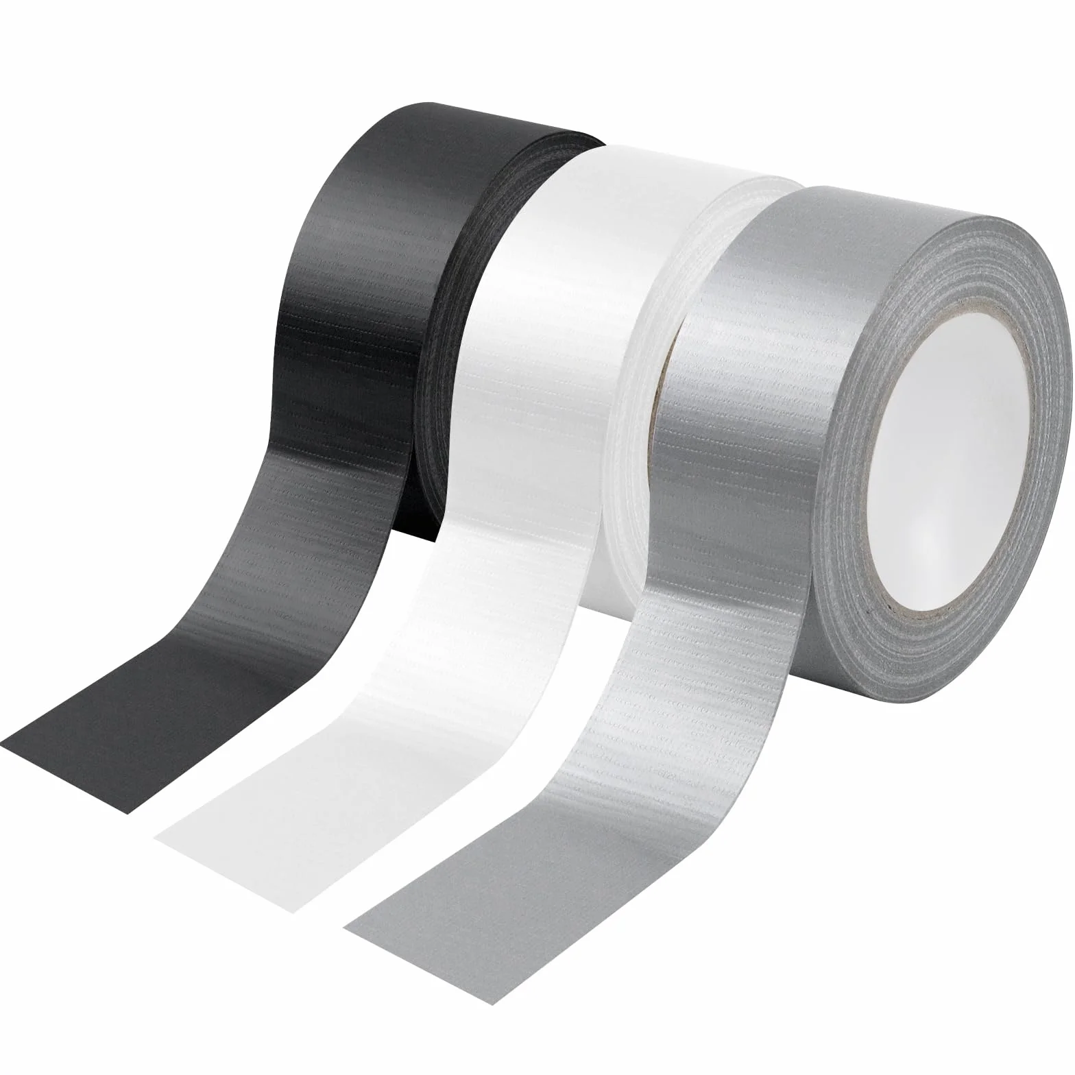 Ruban Adhésif Blindé 4,8 cm × 50 m Ruban de Réparation Renforcé en Tissu Gaffer Noir Blanc Gris