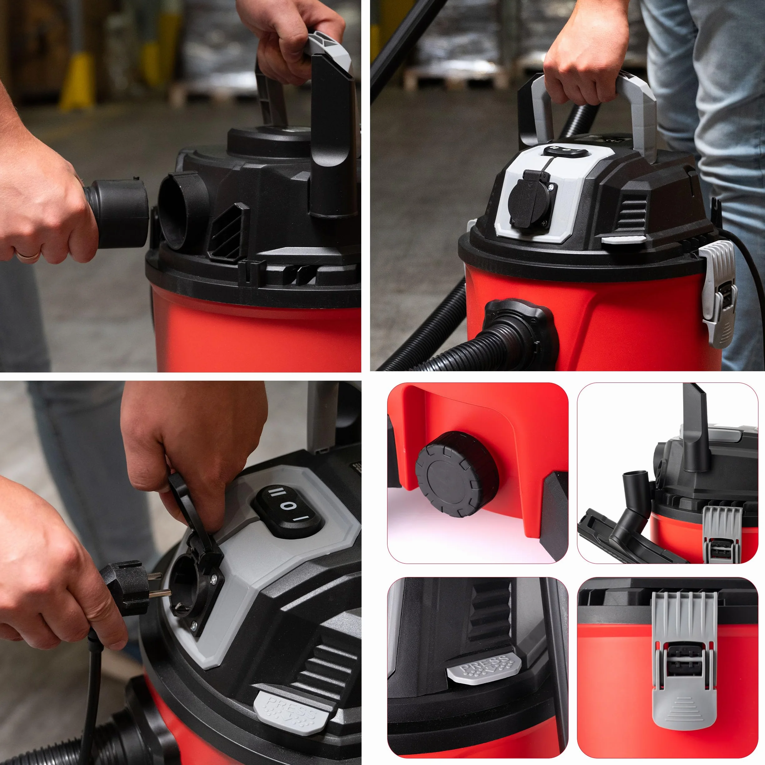 LEHMANN Aspirateur Industriel sans Sac 30L 2000W HEPA Eau et Poussière avec Prise Soufflage Secoueur de Filtre