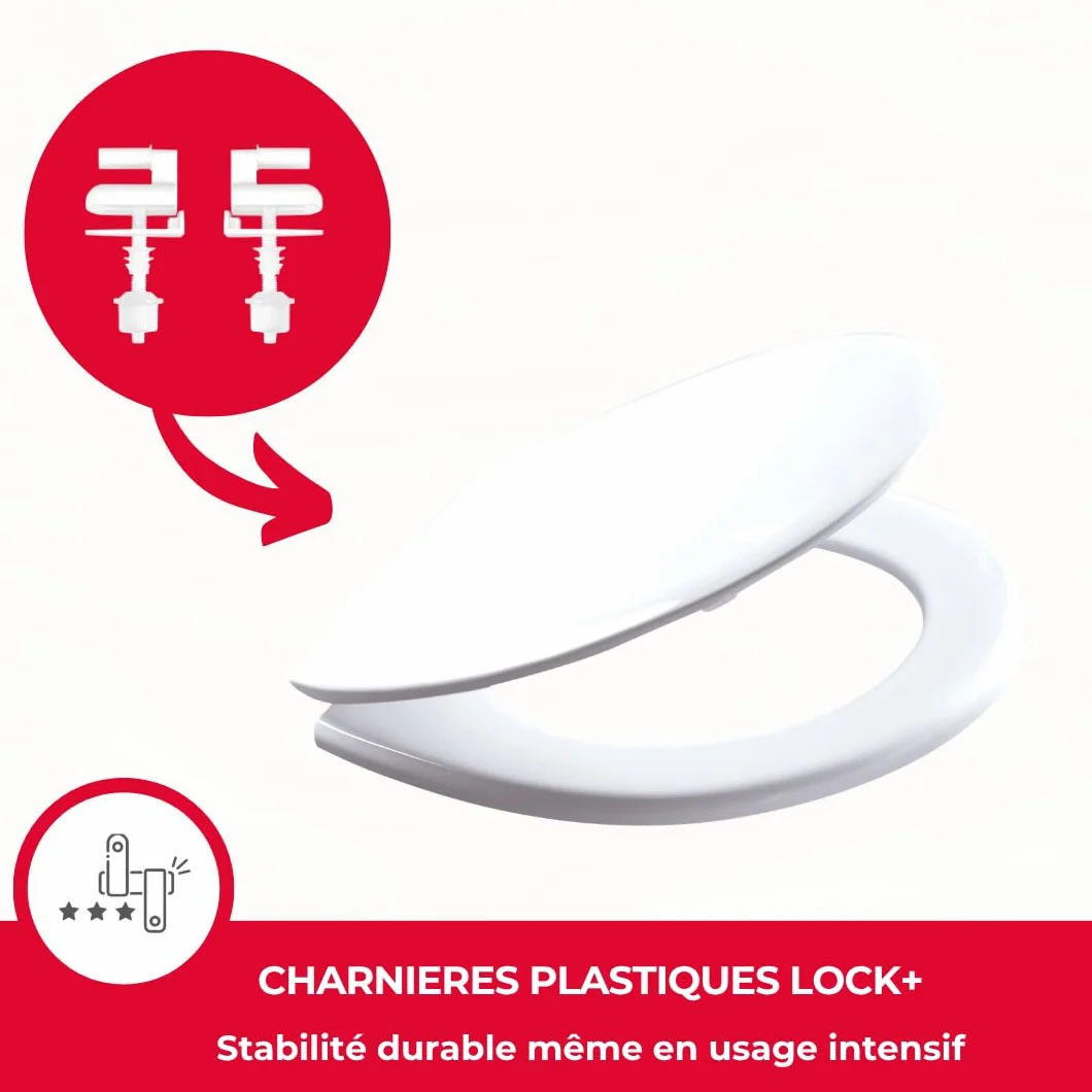 Wirquin Abattant WC Néon blanc thermoplastique forme U