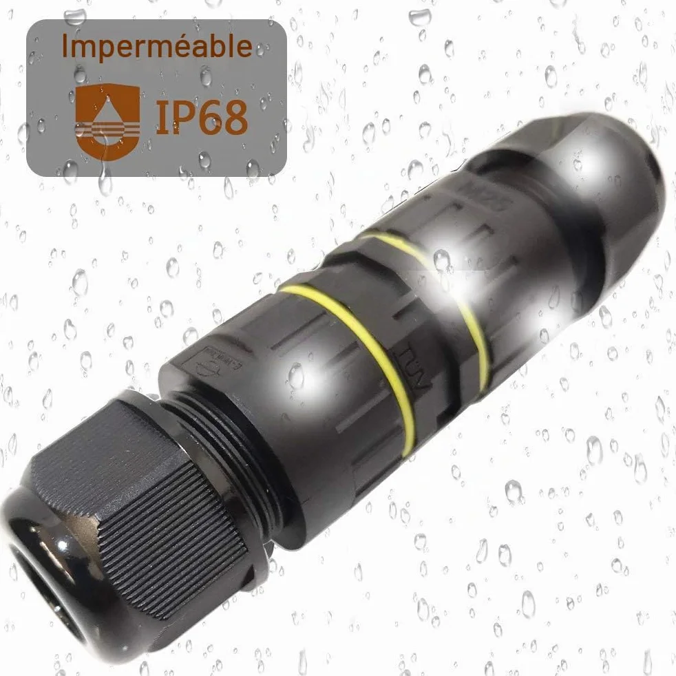 CESFONJER Boîte de Jonction IP68 Imperméable 3 Voies Connecteur Câble Ø 6-11mm 2Pcs Nylon
