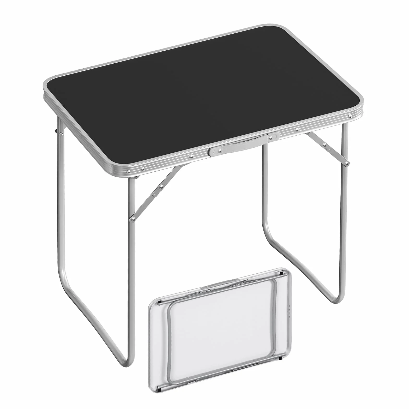 WOLTU Table de Camping Pliante Aluminium MDF 70x60x50 cm Noir
